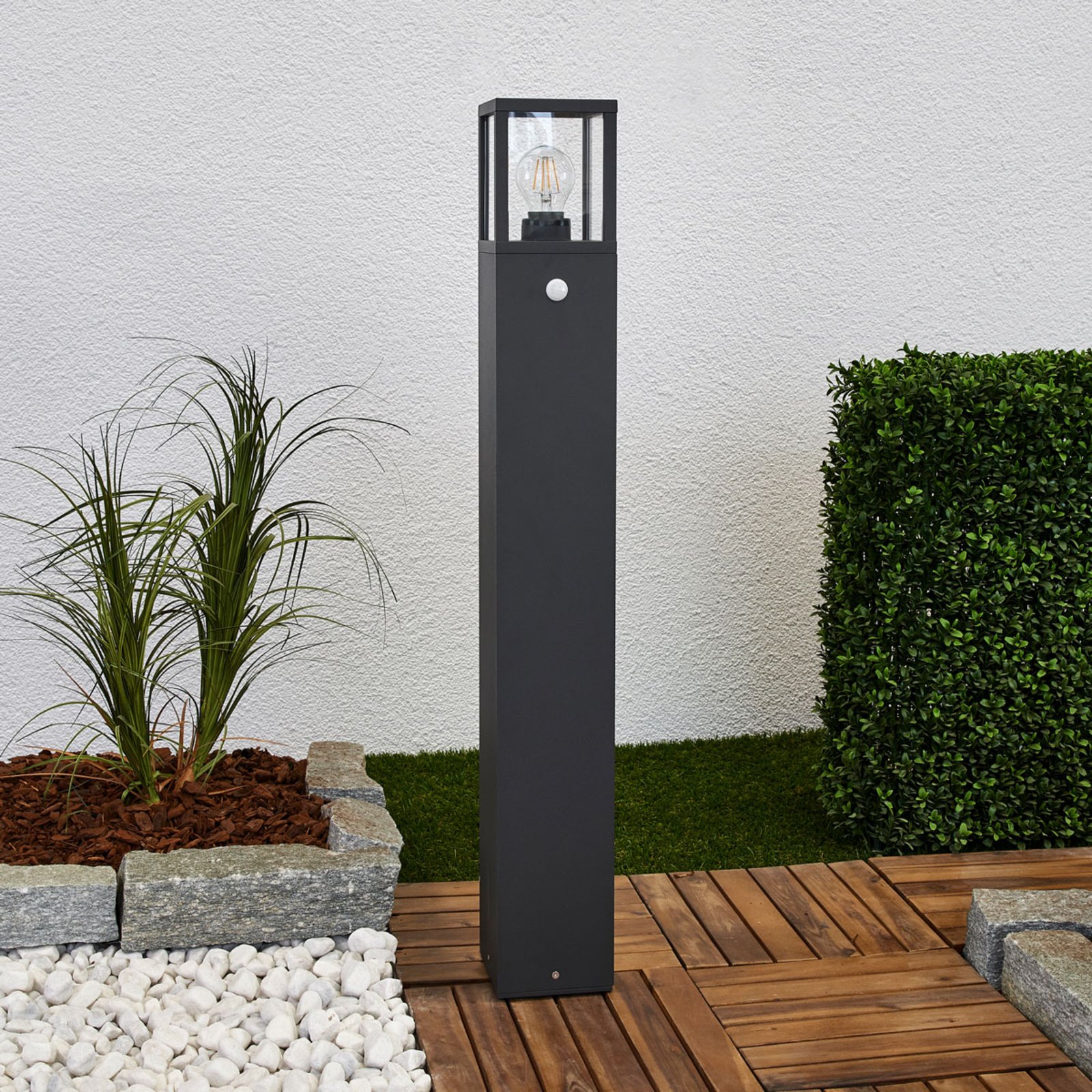 Klemens High Candeeiro de Jardim Exterior IP54 com Sensor Graphite - Lucande