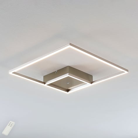 Quadratische LED-Deckenleuchte Bobi aus Edelstahl