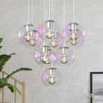 EGLO hanglamp ARISCANI 2, Ø 65 cm, 10-lamps, chroom/iriserend
