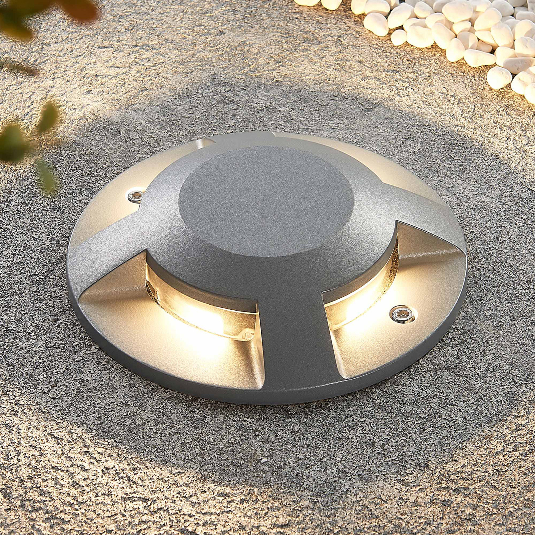 Lucande Jeffrey LED recessed floor light, 4-bulb, die-cast aluminium, polycarbonate, 12.5 W, energy efficiency: A+, H: 4.2 cm