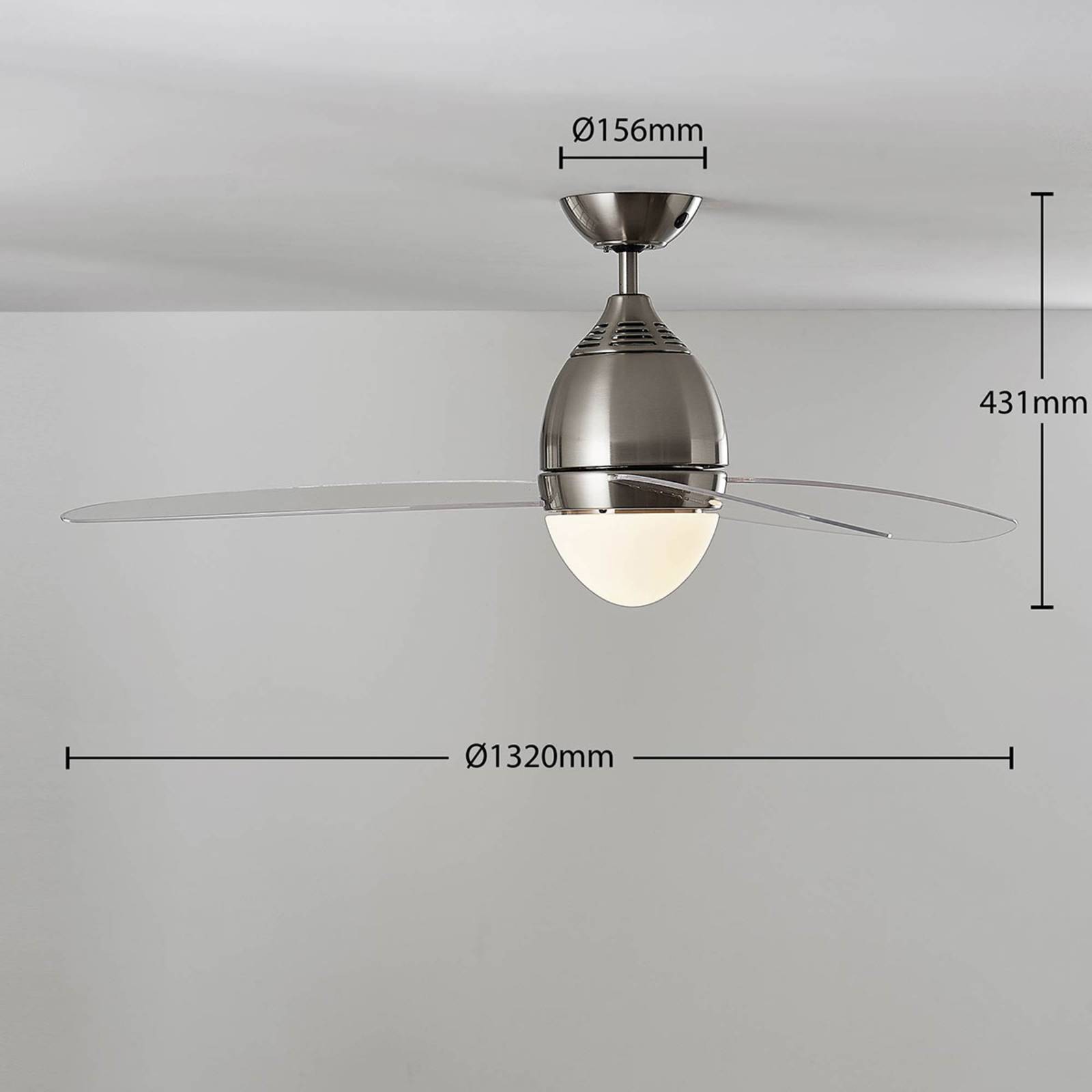 Image of Lindby Ventilateur plafond Piara, éclairé, transparent 4251096556278