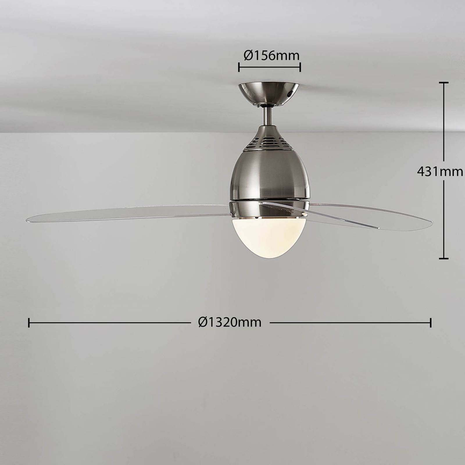 Lindby Ventilatore da soffitto Piara, luce, trasparente