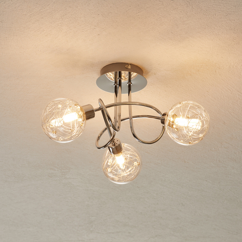 Joya - lampada da soffitto a tre luci in vetro