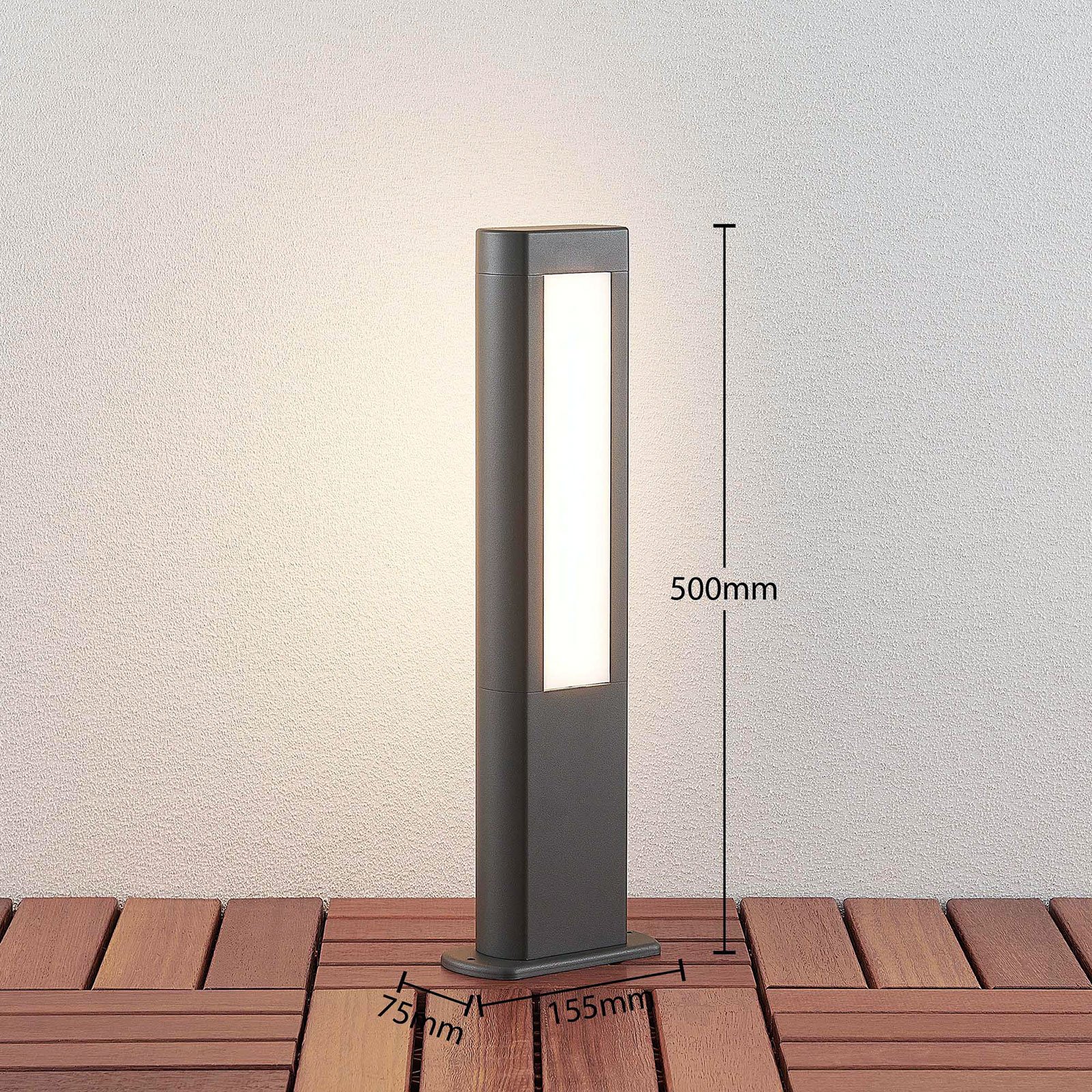 LED svítidlo Mhairi, hranaté, tmavě šedé, 50 cm