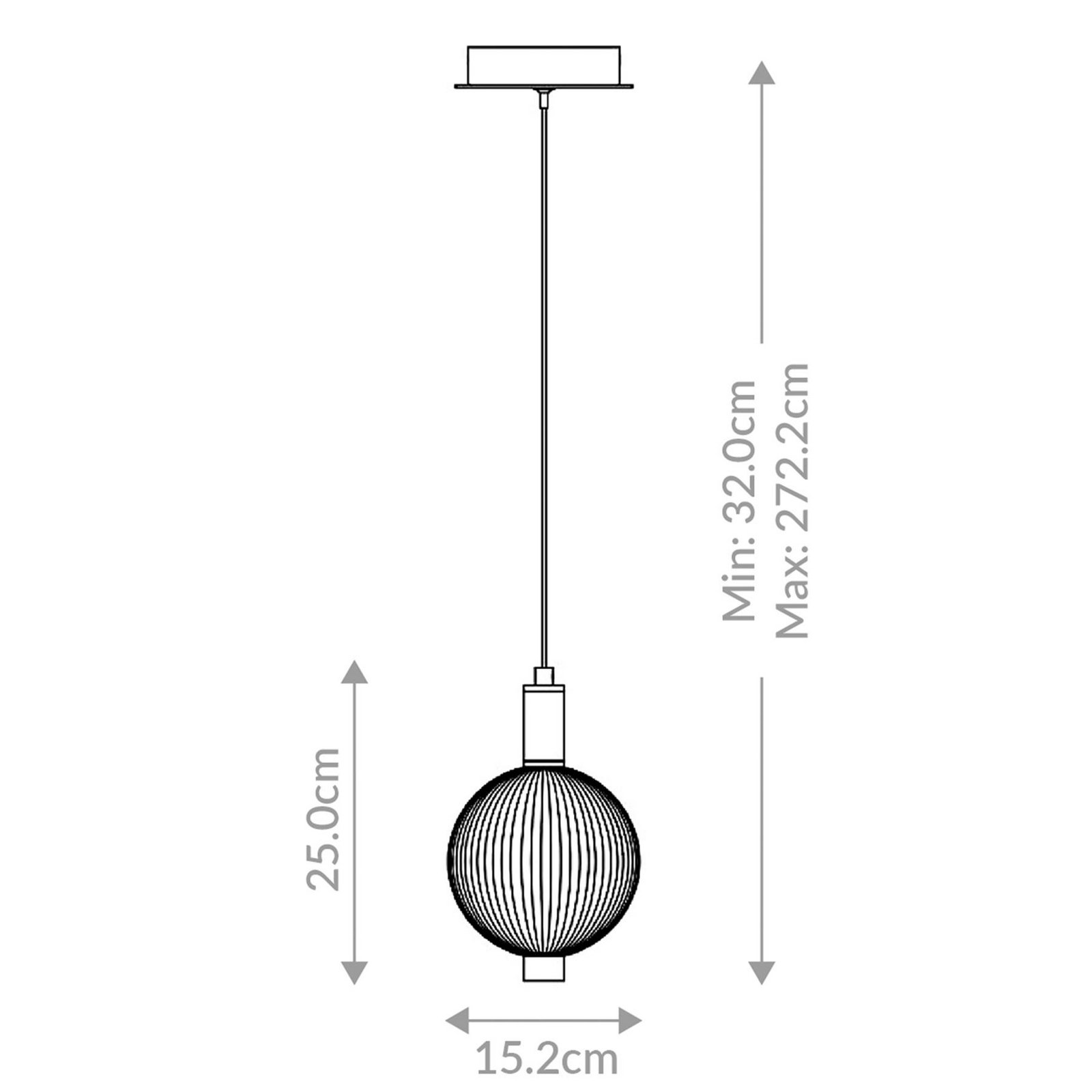 LED hanglamp PALMAS, goud/rookgrijs, Ø 15 cm, 1-lamp, glas