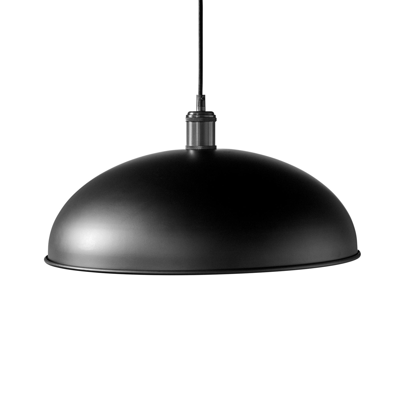 MENU Menu Hubert pendant light, 1-bulb Ø 45 cm, black, for Living / Dining Room, powder-coated brass, E27, 60 W, energy efficiency: A++, H: 21.5 cm