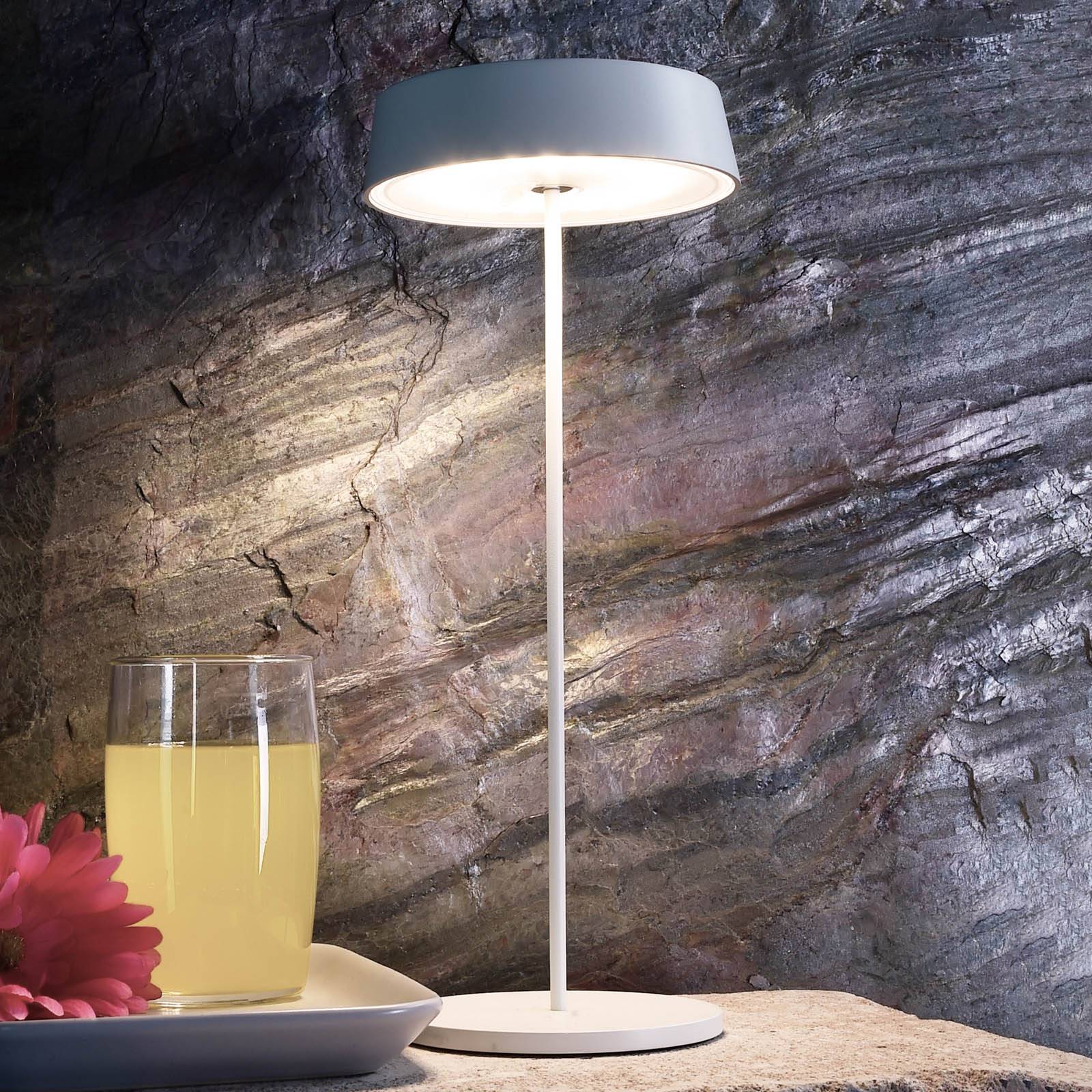 Levně LED stolní lampa Miram s baterií stmívatelná, bílá