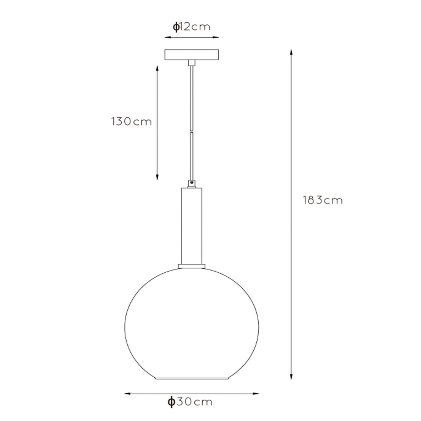 Lucide Marius lampă suspendată negru 1 bec - Camera de zi / sufragerie - modern - negru gri fumuriu - Sticlă