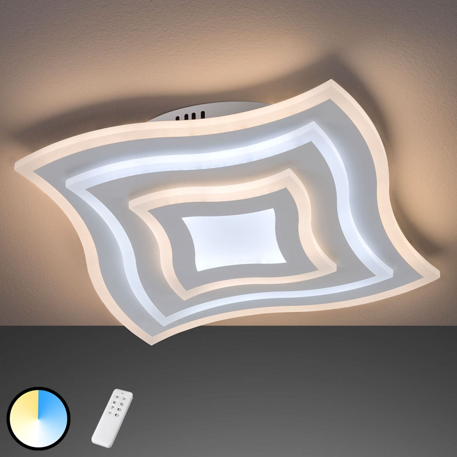 Verward patroon buffet LED plafondlamp Gorden afstandsbediening, frame | Lampen24.be