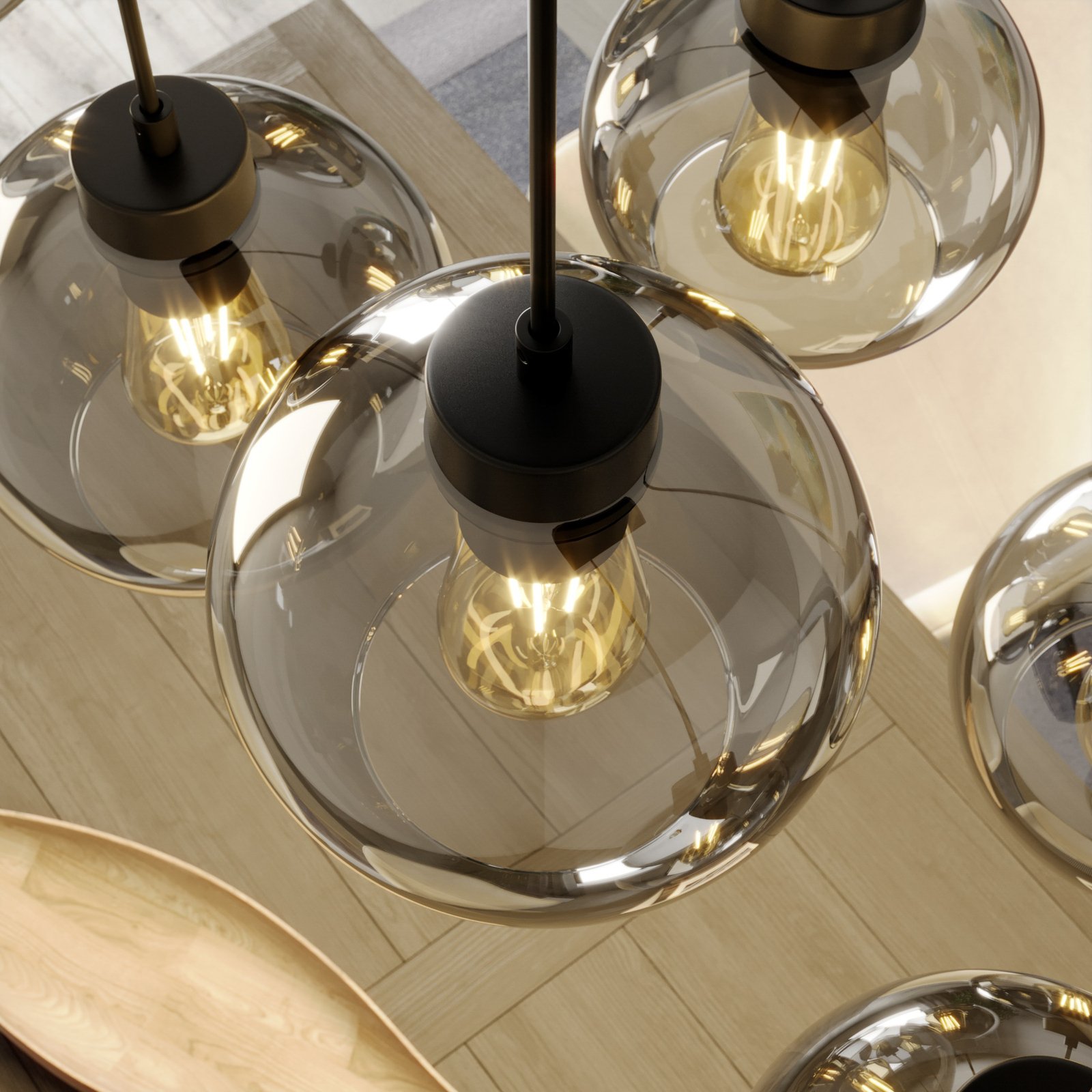 Cubus Hängelampe 95 cm lang8-flammig rauchgrau Glas