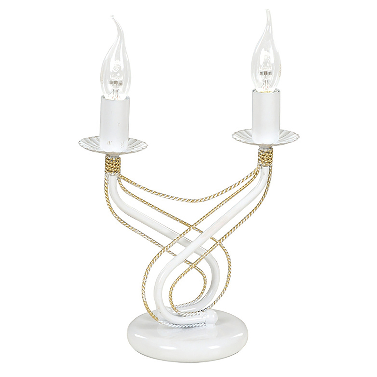 Lámpara de mesa Tori con aspecto de candelabro, blanca