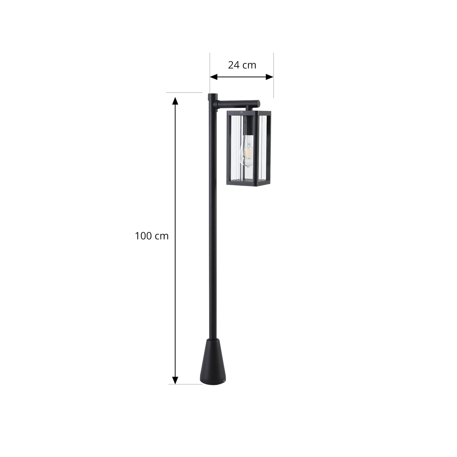 Lucande Siveta tuinpadverlichting, 100 cm, 1-lamp, zwart, aluminium