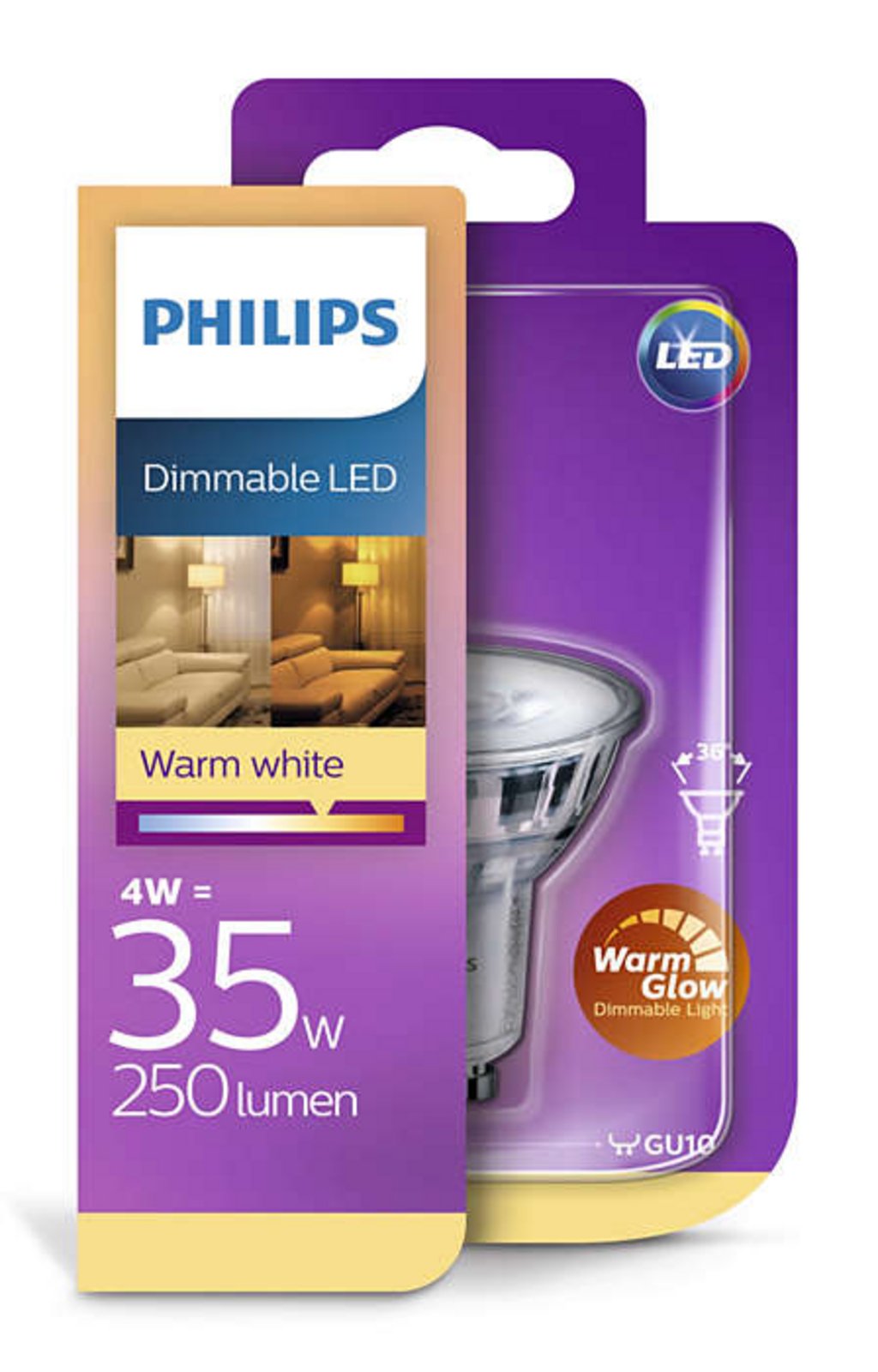 Bec LED 2,6W (35W/280lm) Dimmable GU10 - Philips