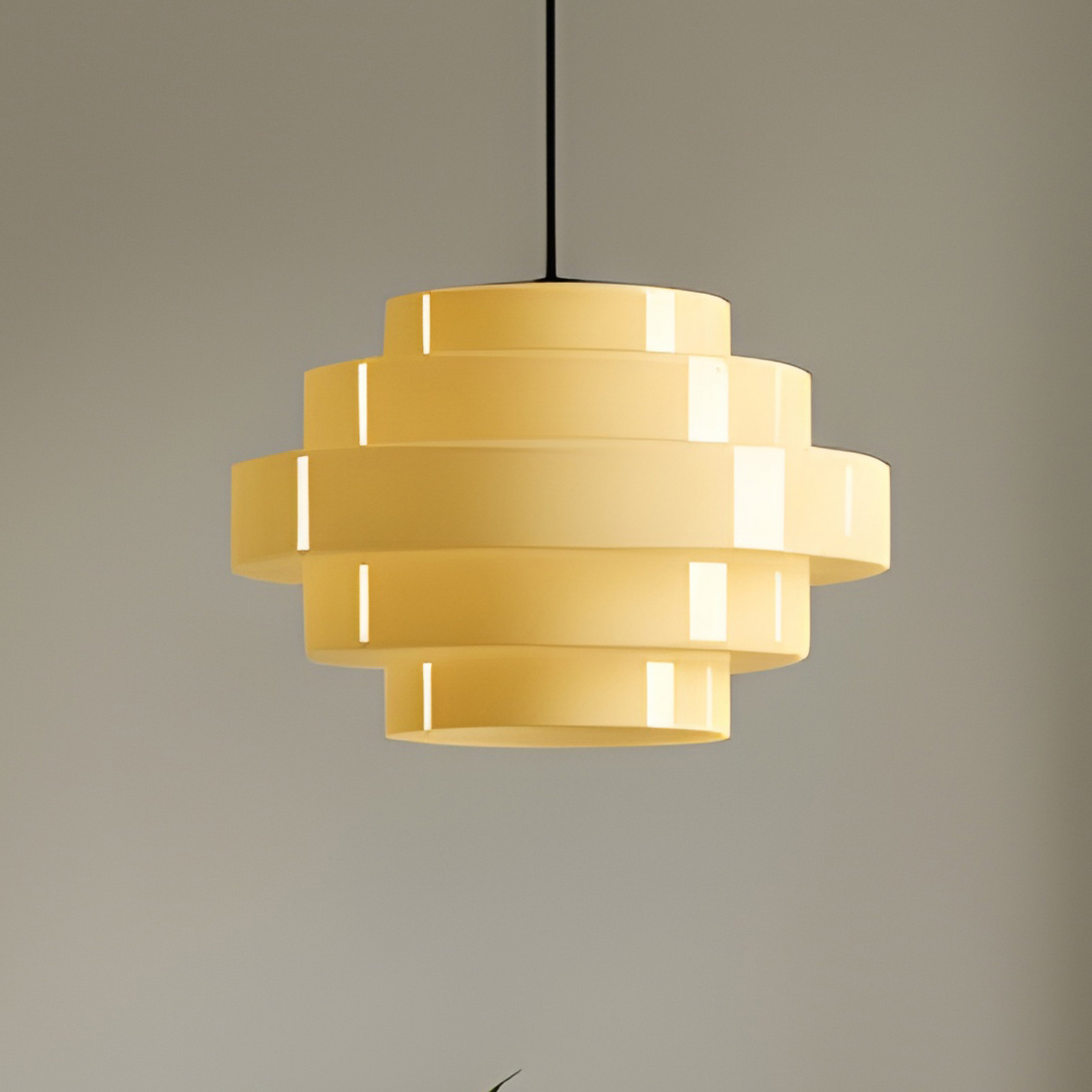 Hengelampe Filo, gul, Ø 28 cm, glass