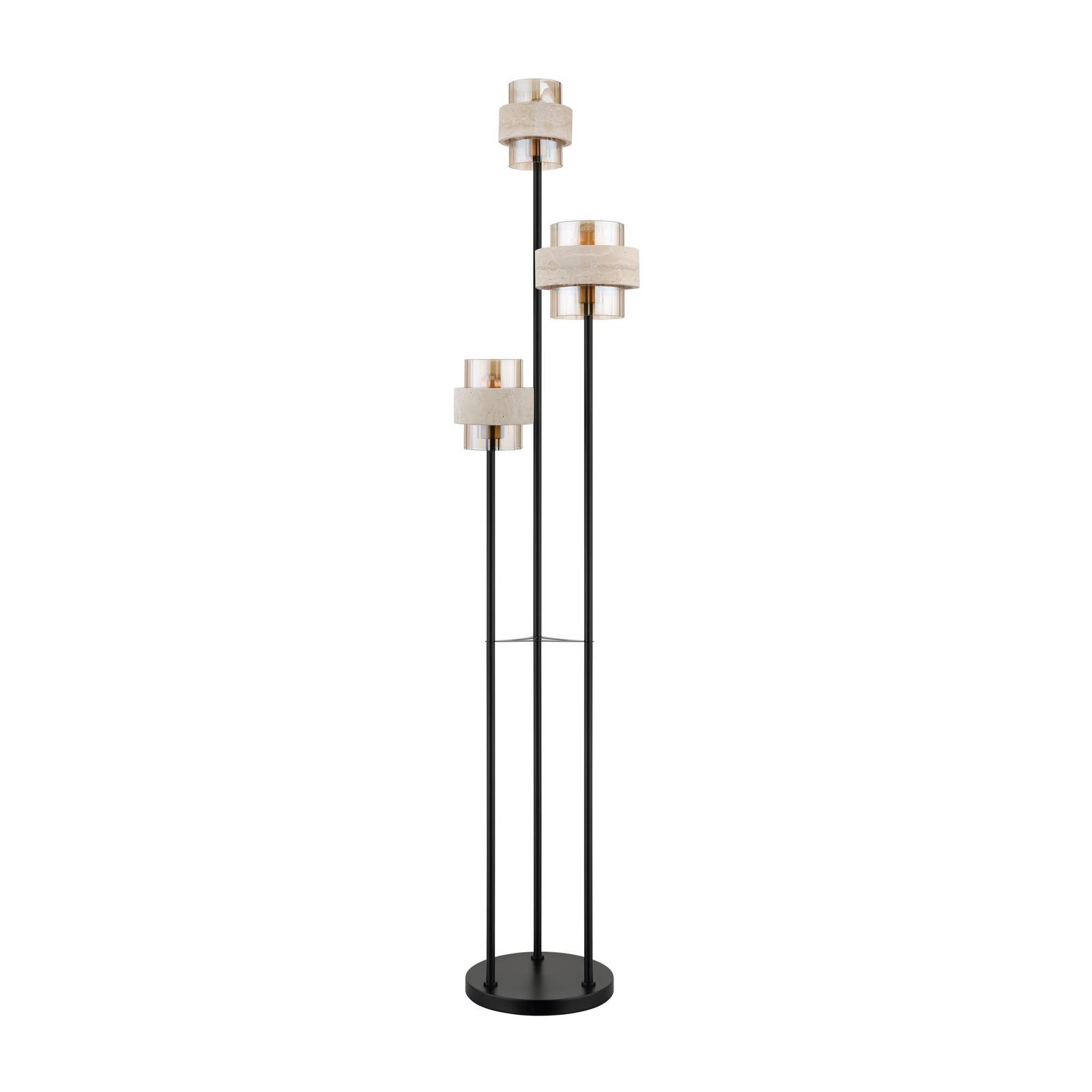 Stehlampe Daren, beige/amber/schwarz, 167 cm, 3-flg., E27
