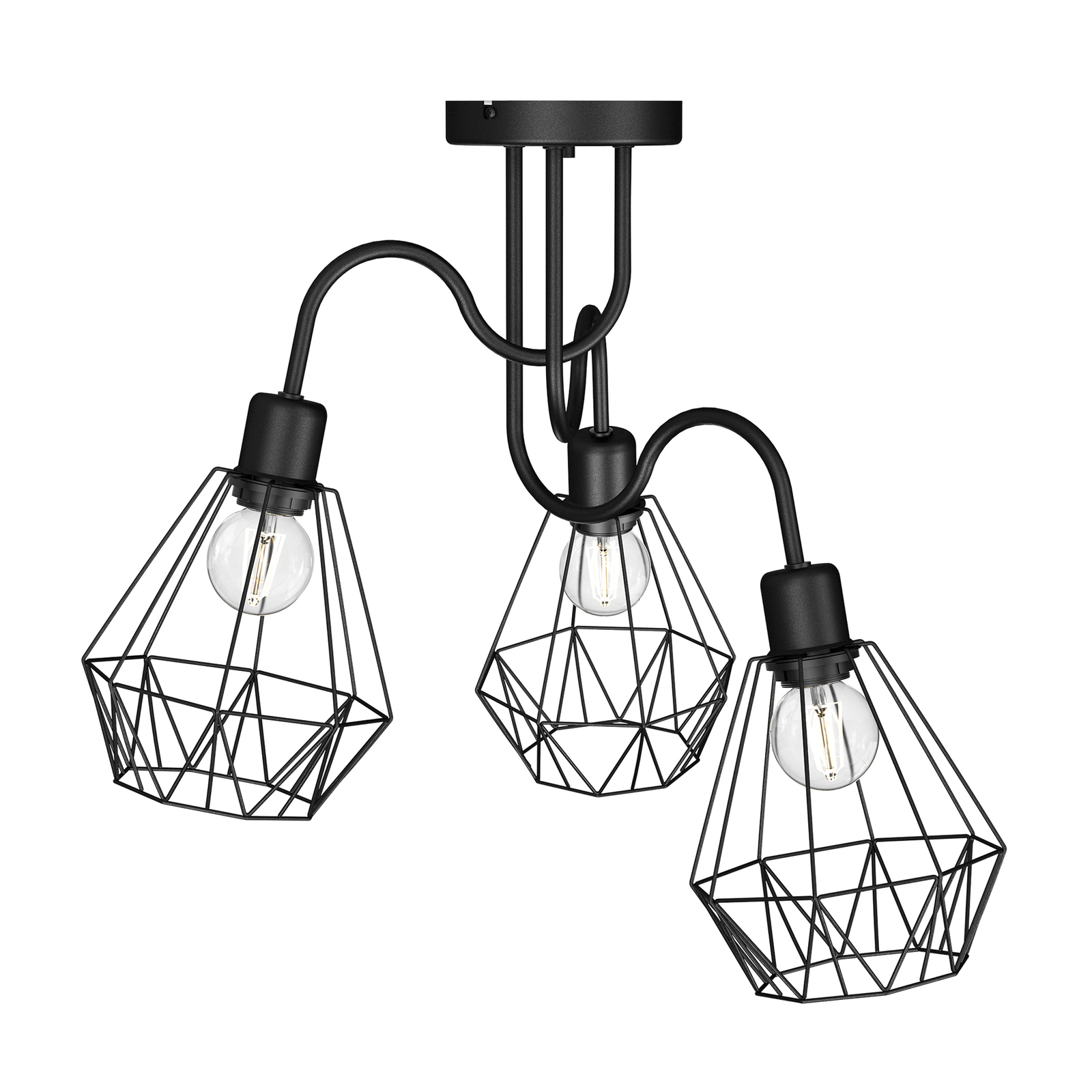 Jin plafondlamp, zwart, 3-lamps