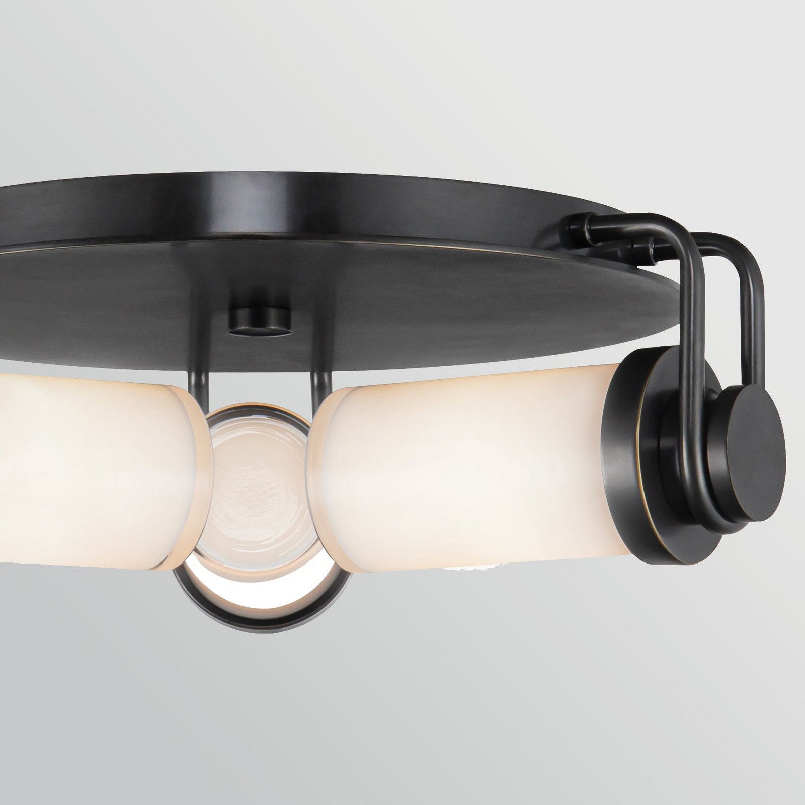 Quintiesse Plafonieră WYNWOOD bronz Ø 42 cm 3 becuri metal/sticlă - Camera de zi / sufragerie - Vintage - bronz alb opal