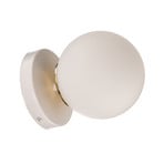 Kiba wall lamp, white/gold, glass globe lampshade