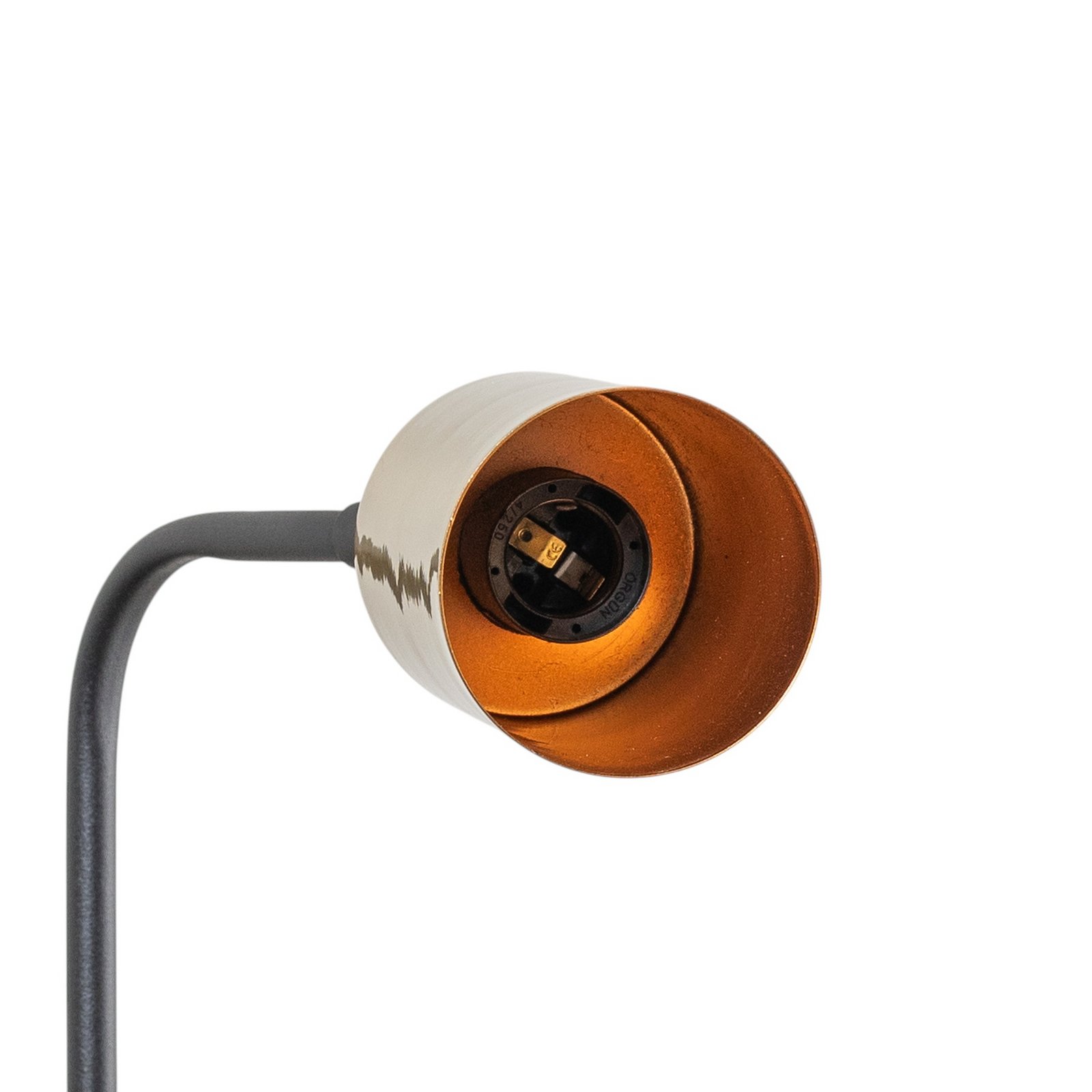 Lampe sur pied Emek 4081, noir, abat-jour or antique