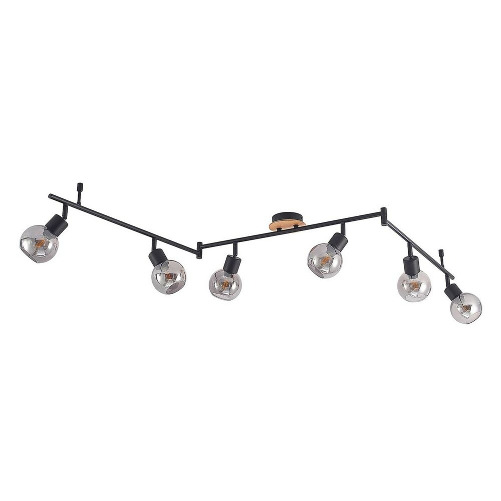 Eridia 6 Ceiling Lamp Black/Wood - Lindby