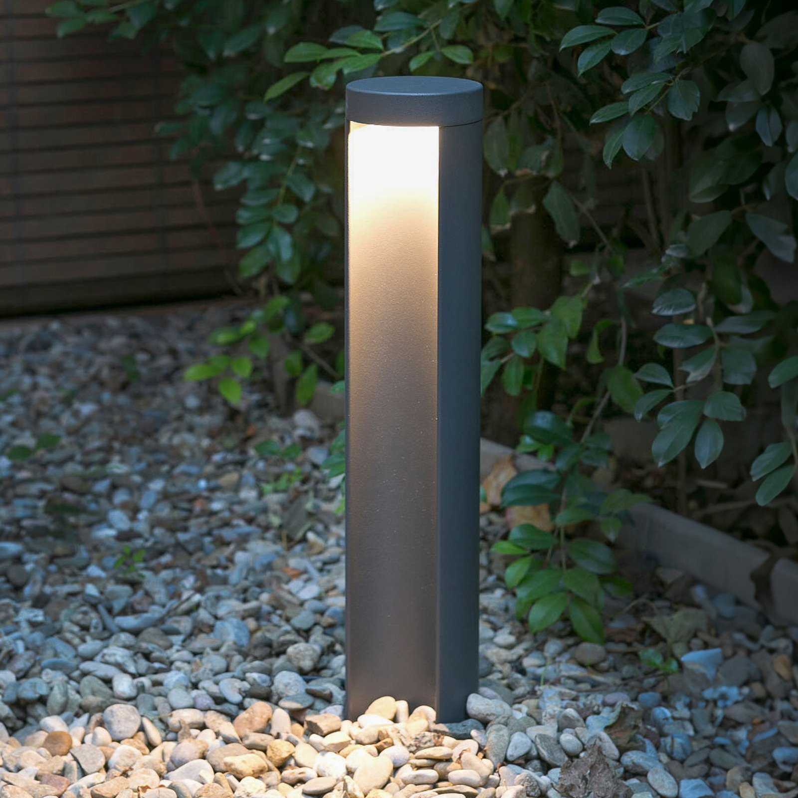 LED pedestal light Chandra, dark grey, aluminium, height 45 cm