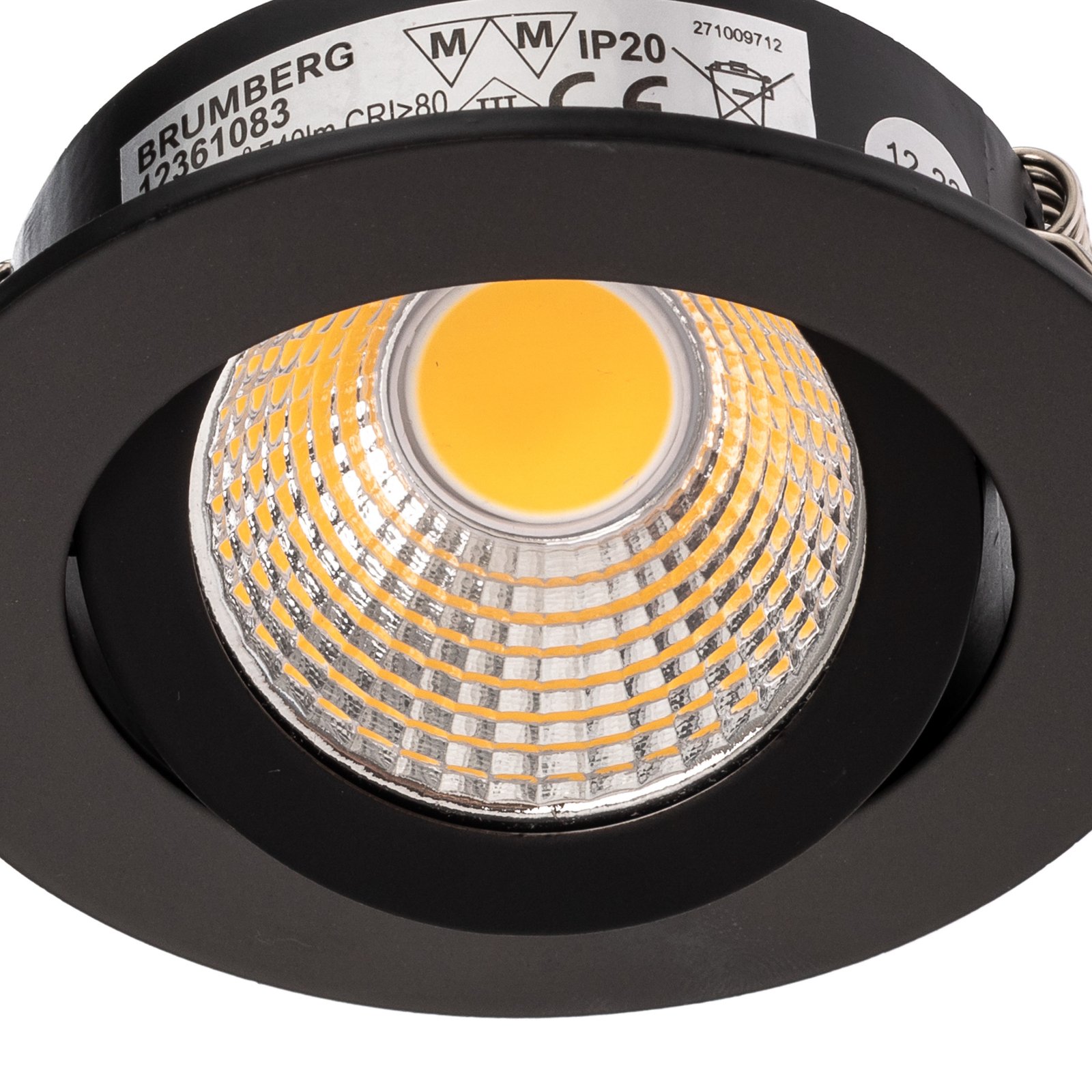 BRUMBERG LED downlight 38° round black 3,000 K