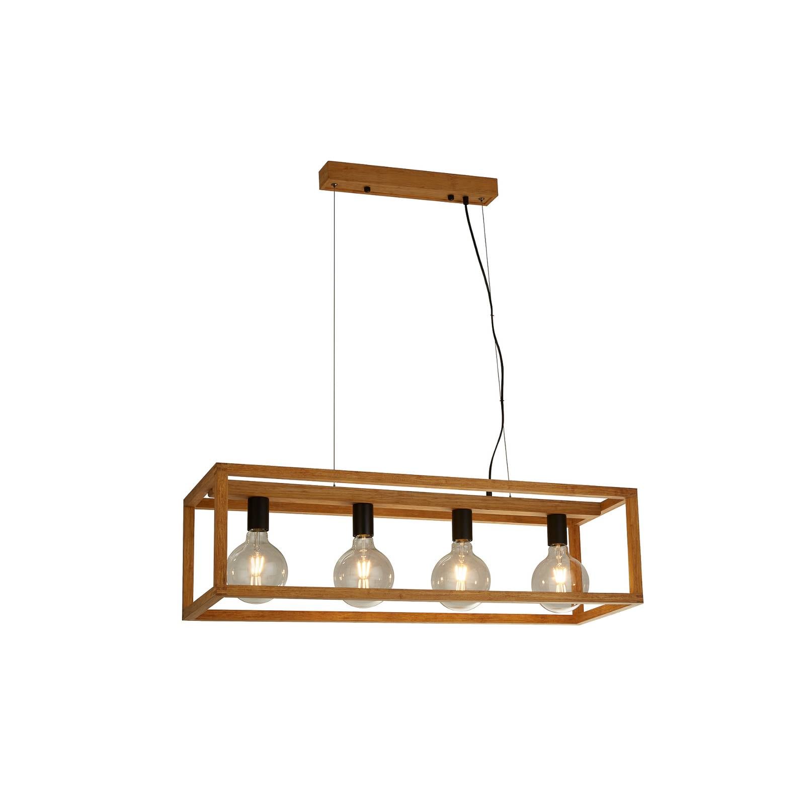 Hängeleuchte Square, 4-flg., 90 cm lang, Bambus, E27