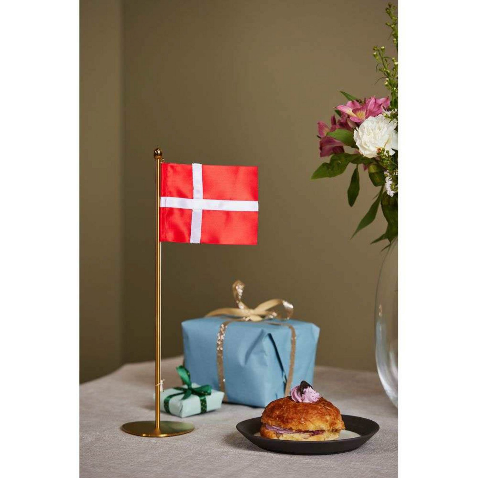 Bordflagstang H35 m/Dansk Flag Messing - Piet Hein