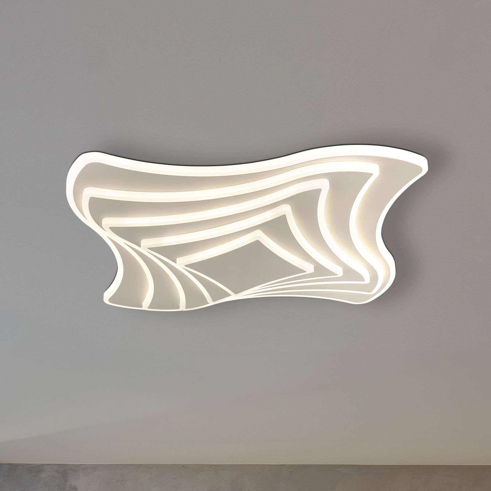 LED plafondlamp Octavio, zandkleurig, metaal, CCT, dimbaar