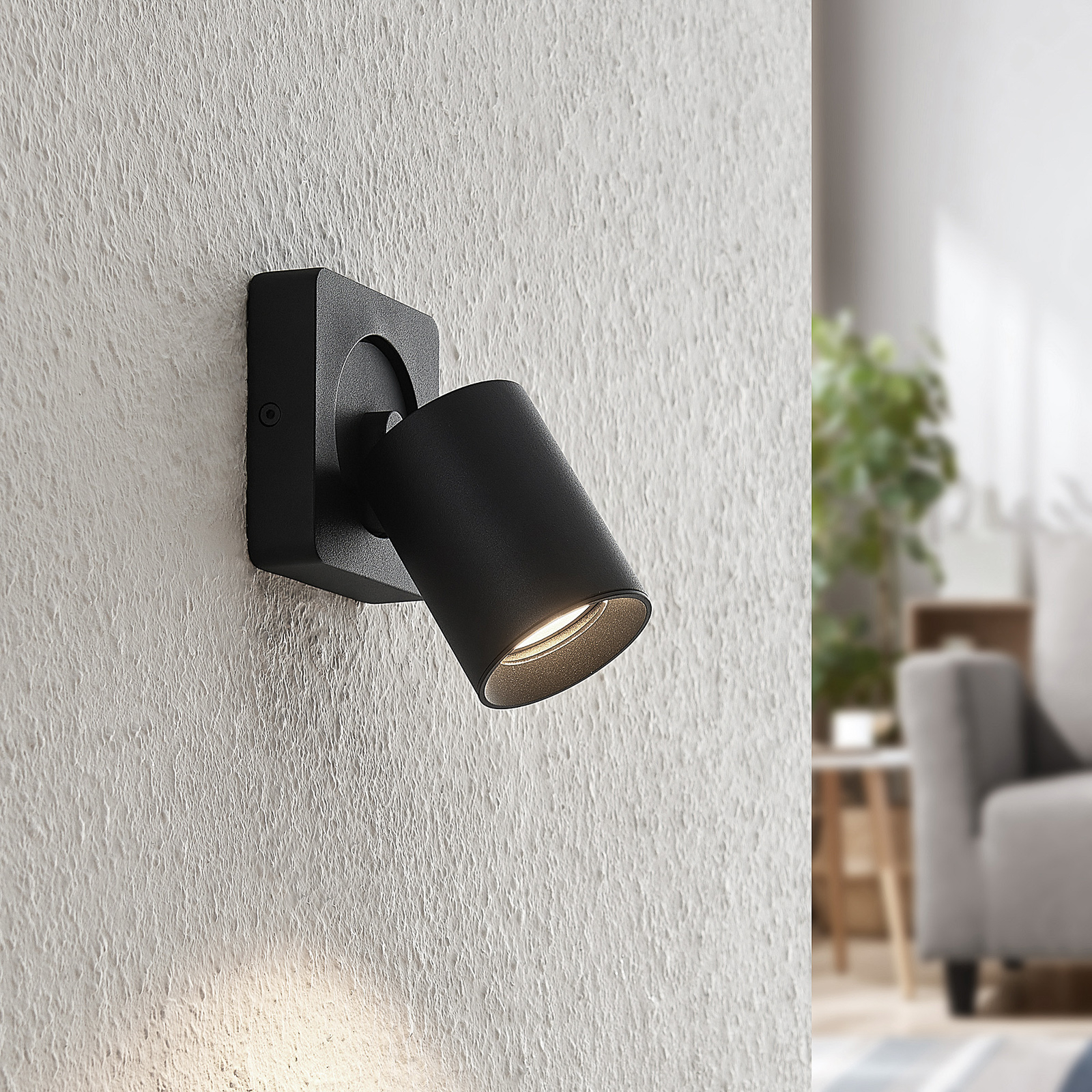 Arcchio Leevya plafón 1 luz angular negro