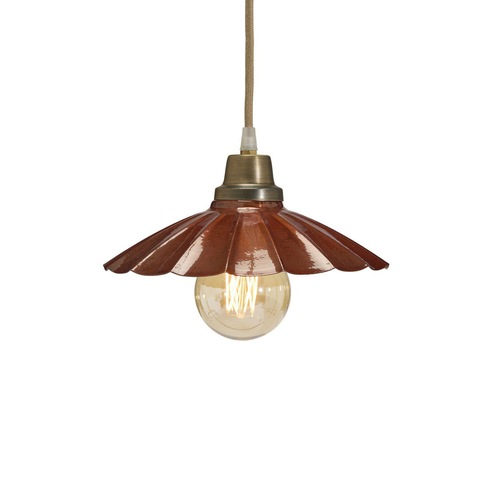 Lampa wisząca PR Home Ester, terakota, Ø 24 cm, żelazna wtyczka