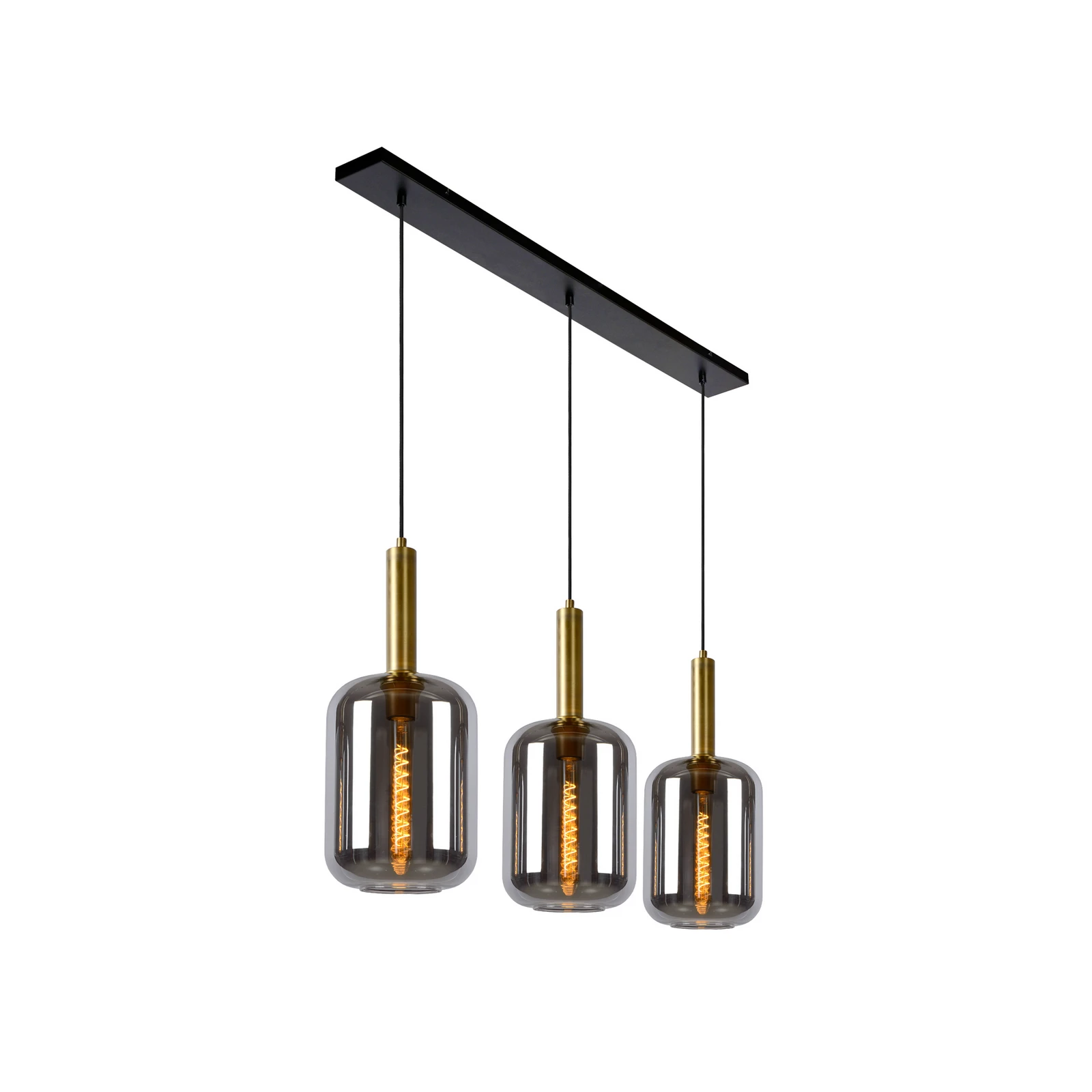 Suspension Joanet, verre fumé, à 3 lampes