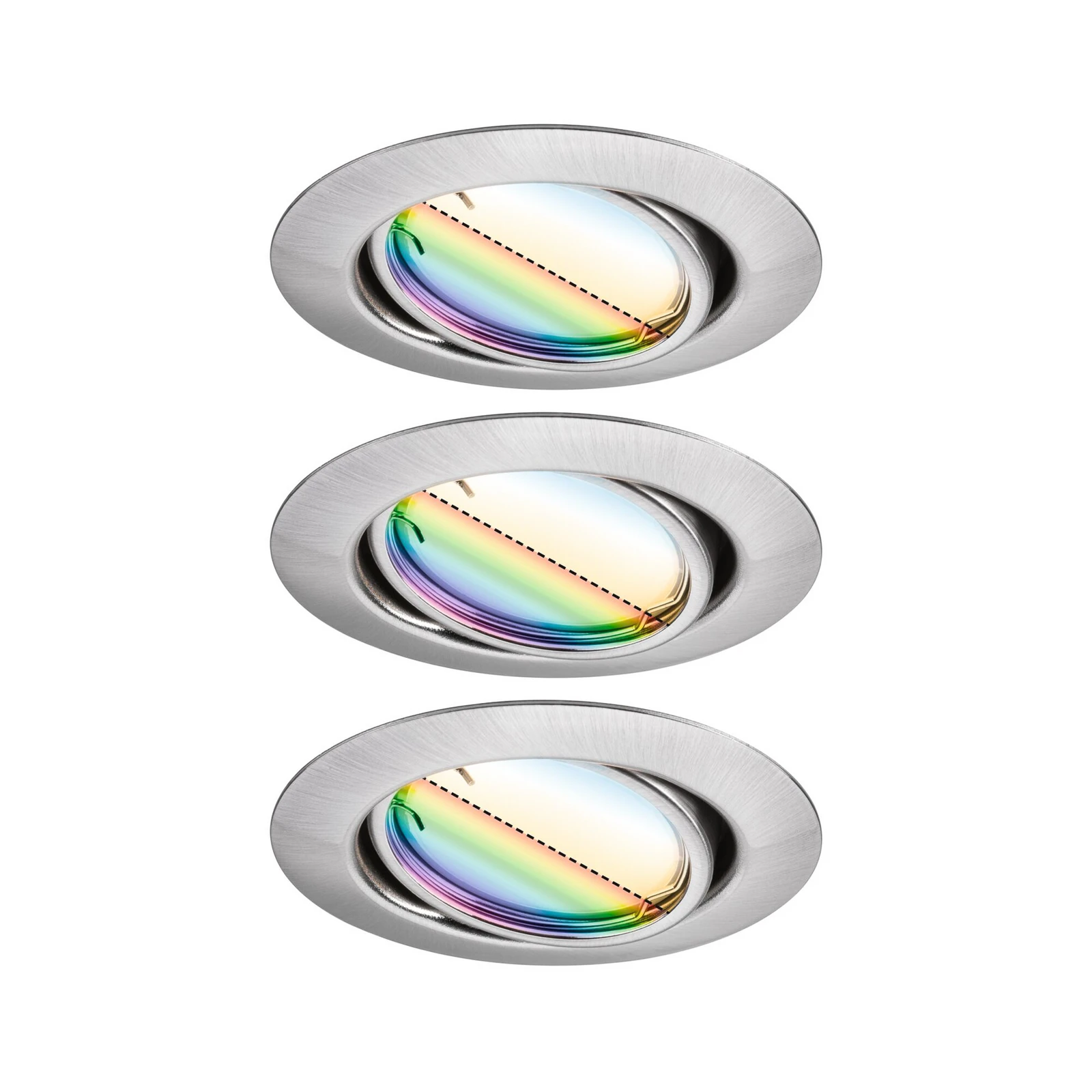 Paulmann Έξυπνη LED λάμπα ενσωμάτωσης Base Coin σίδερο Ø9cm RGBW 3 τεμάχια