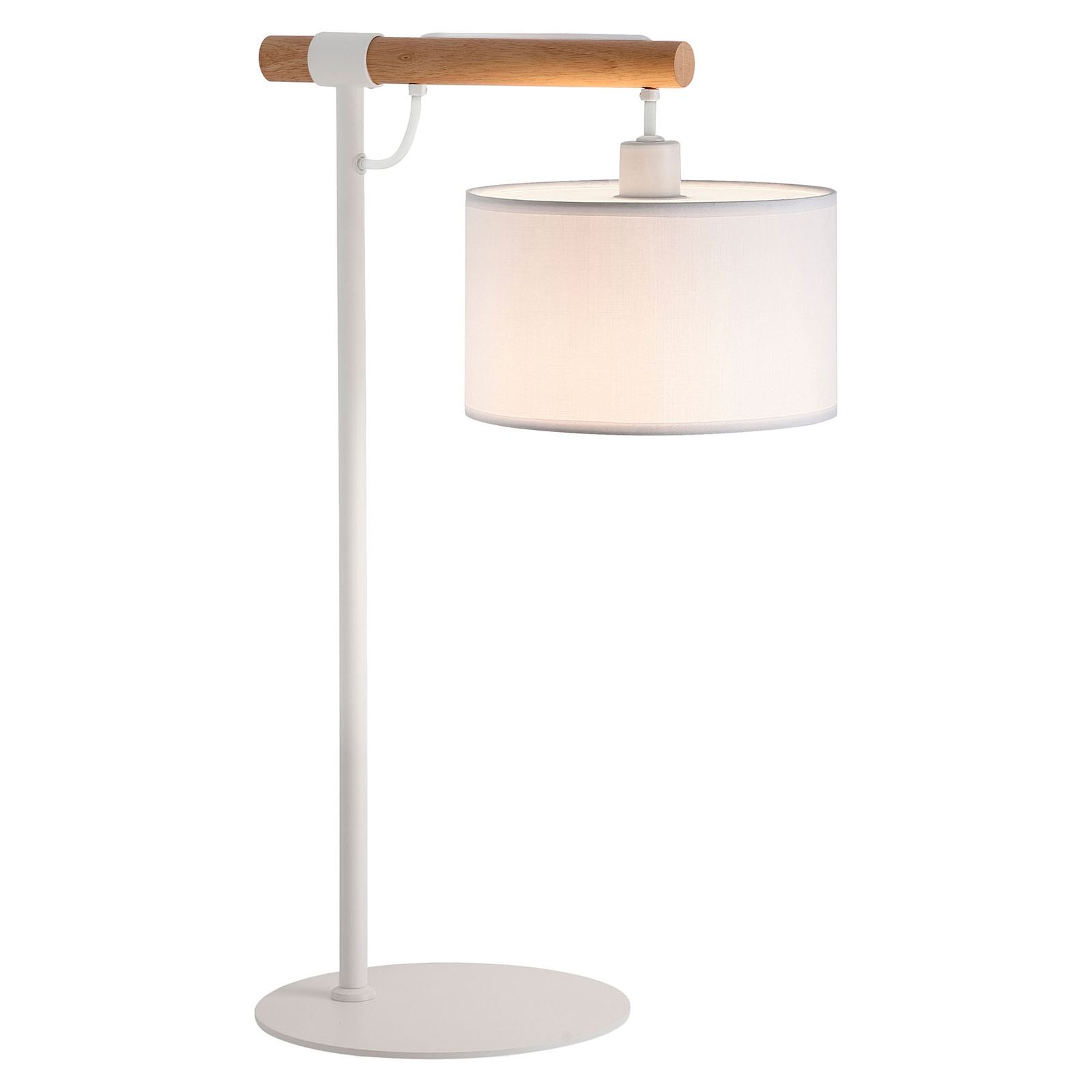 Viokef Romeo table lamp with a fabric lampshade, white, for Living / Dining Room, fabric, plastic, wood, steel, E14, 40 W, energy efficiency: A++, H: 55 cm