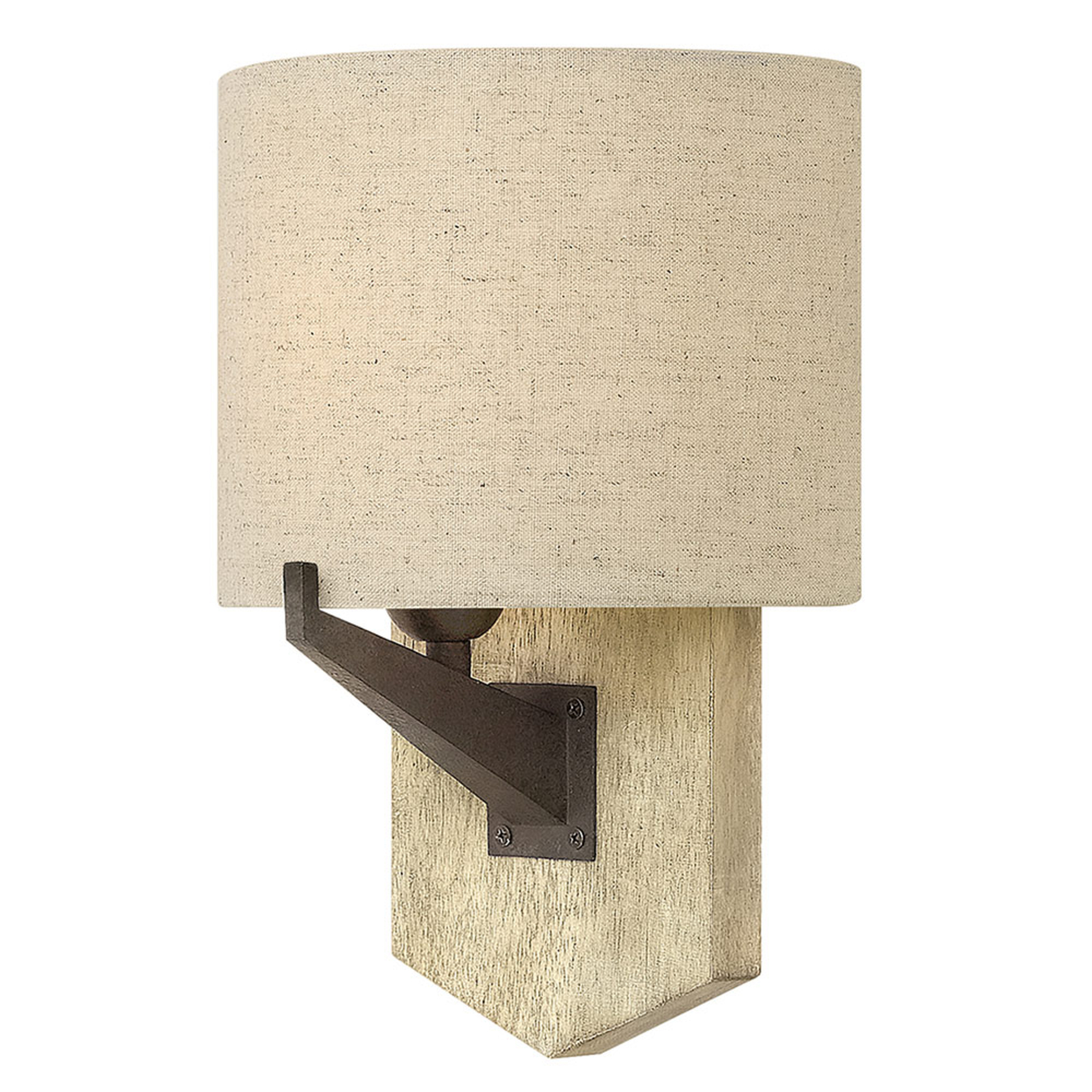 HINKLEY Wyatt wall lamp with a fabric lampshade, for Living / Dining Room, metal, wood, fabric, E27, 100 W, energy efficiency: A++, W: 21 cm, H: 31.7 cm