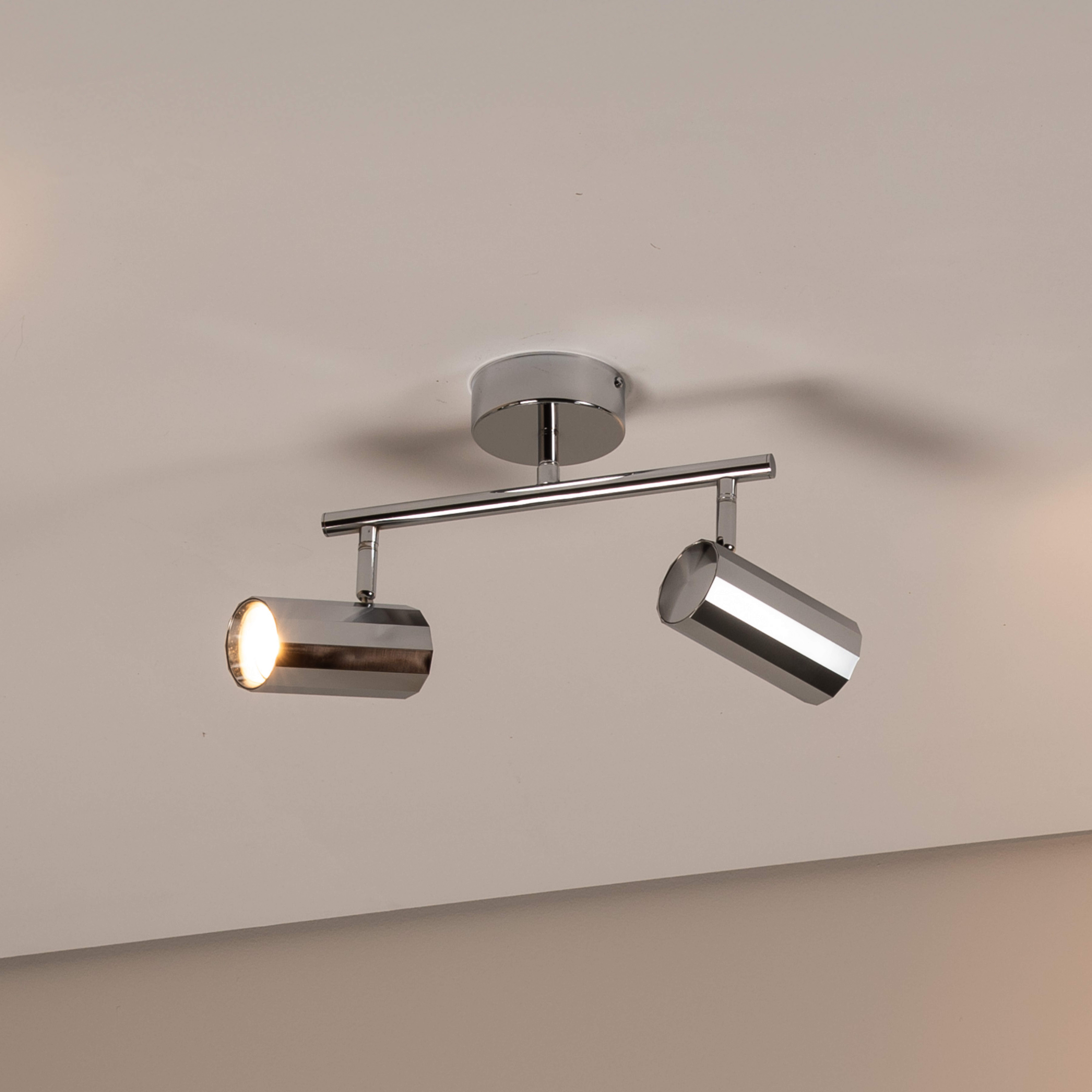 Deckenstrahler Oktano, chromfarben Länge 30 cm 2-flg. Metall