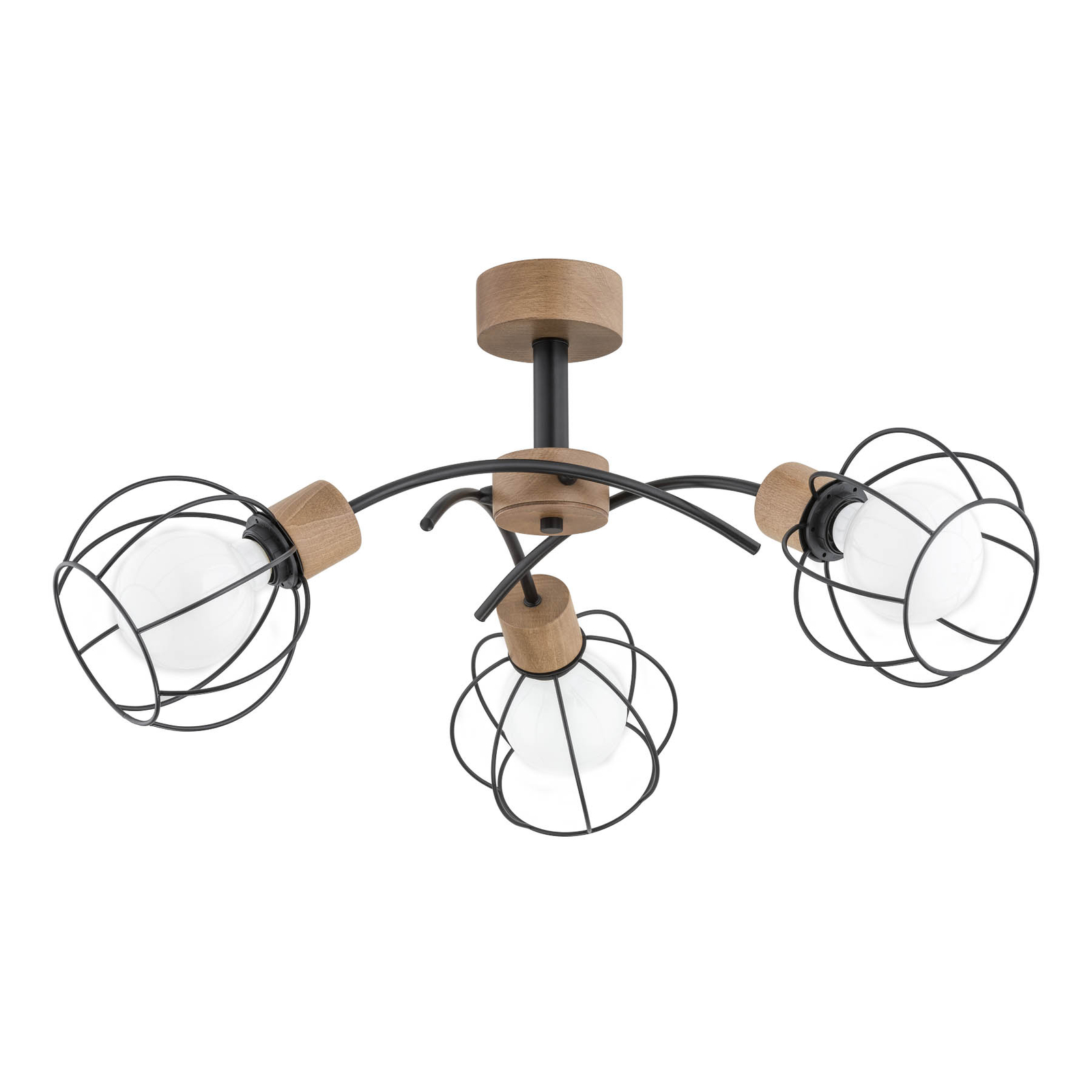 Plafón Pahlen 3 luces, detalles de madera