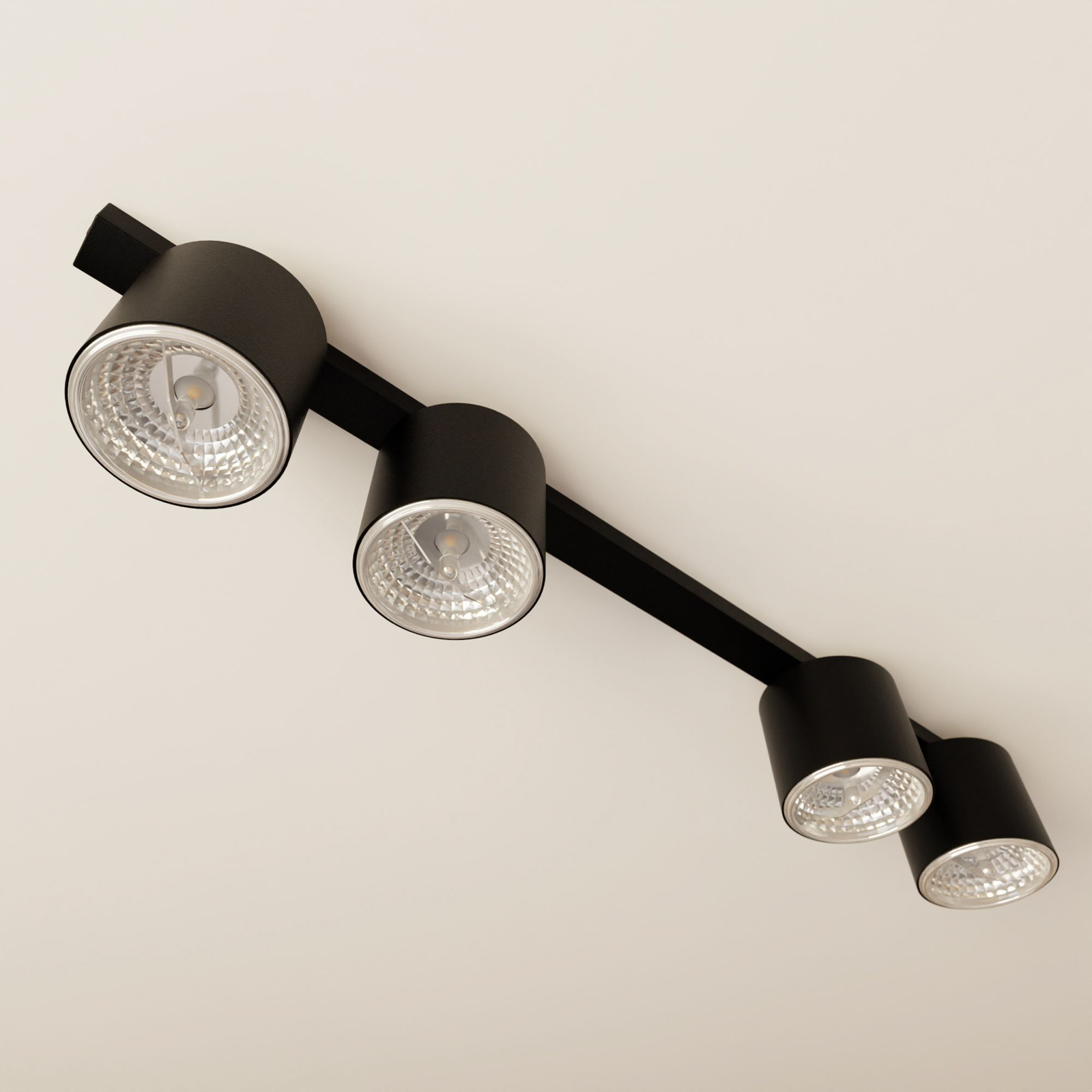 Nano stropna svjetiljka, crna, 4 žarulje, metal