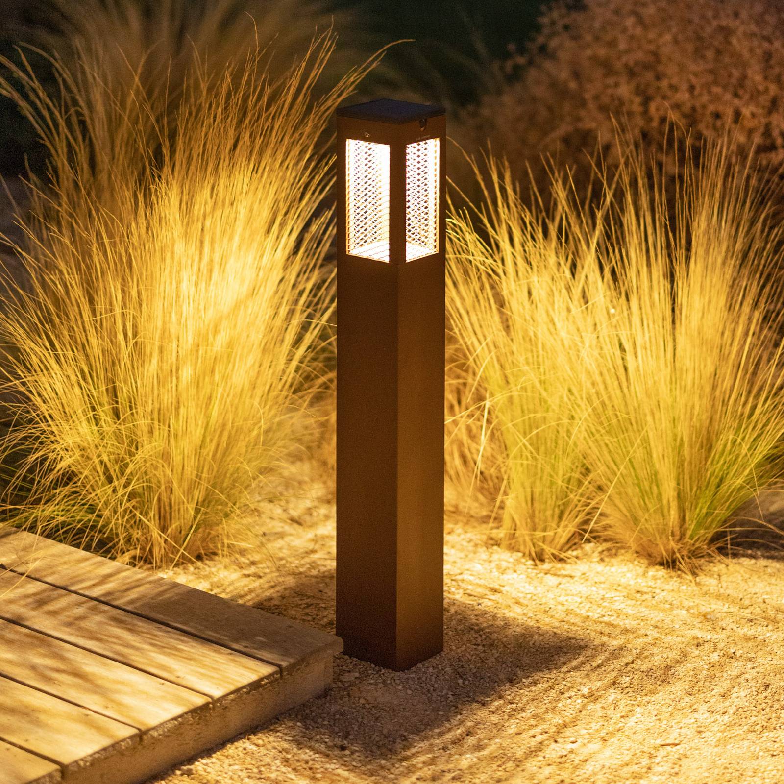 LED-solcellelampe Tradition Sensor Corten 90 cm