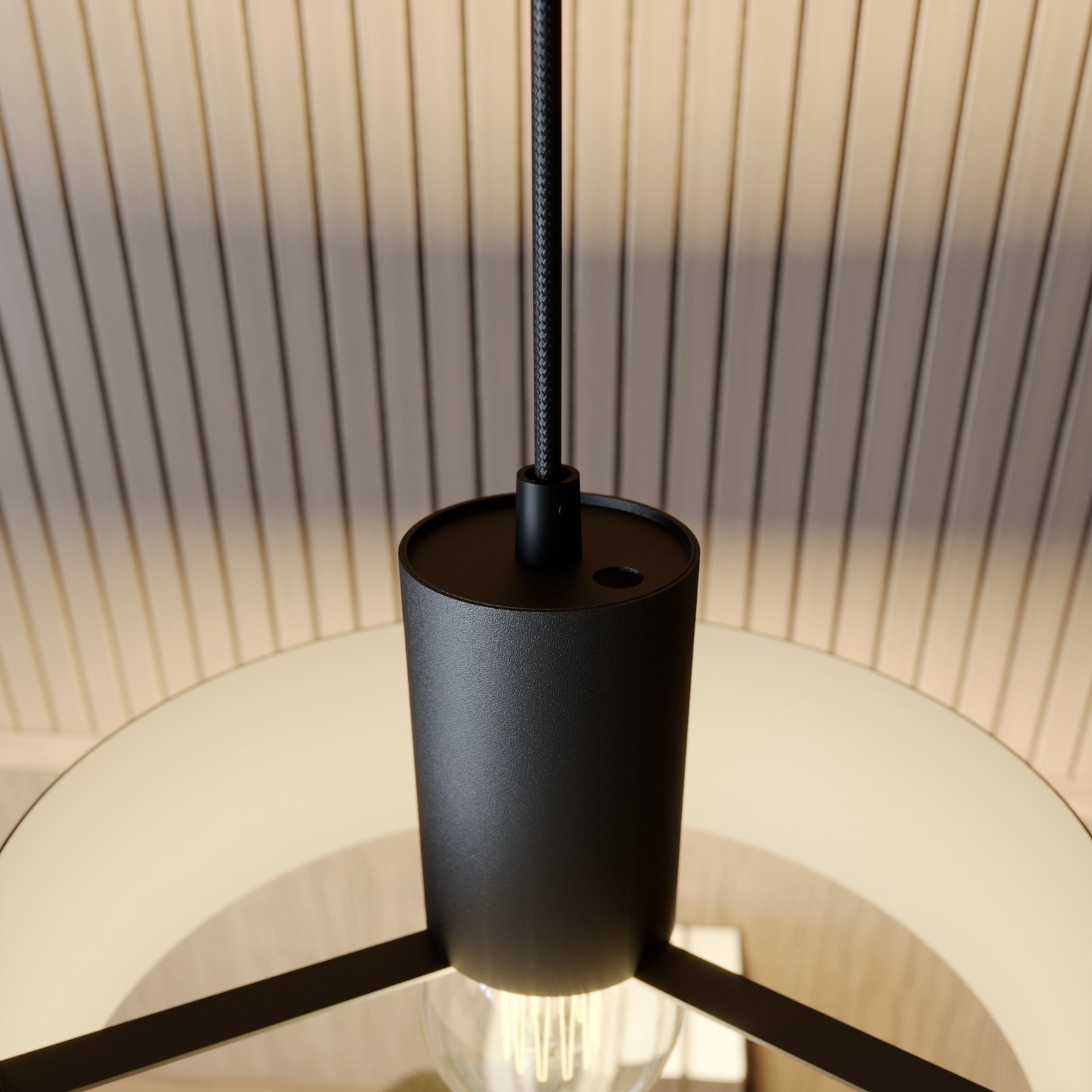 Závesná lampa Rif z kovu, čierna, Ø 25 cm