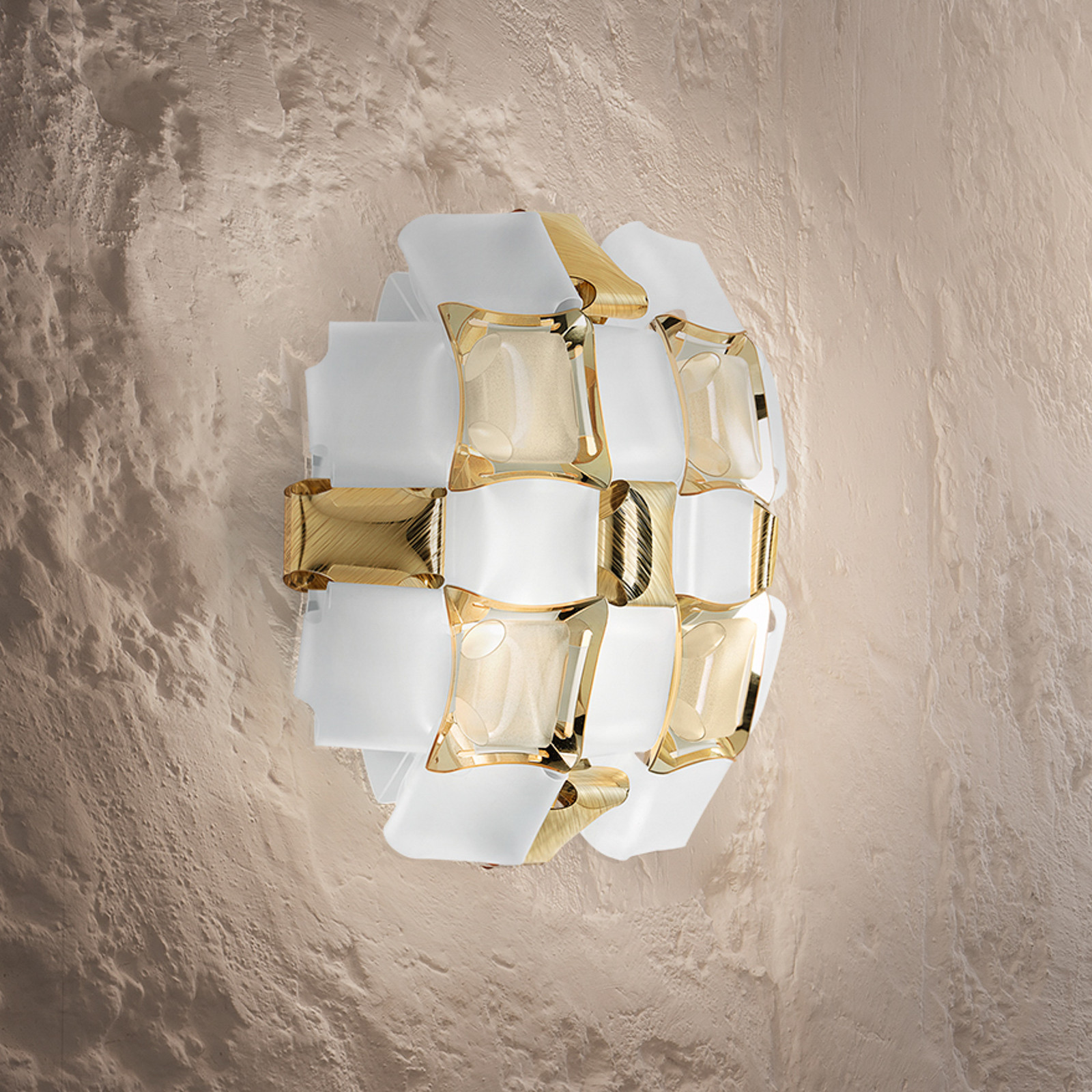 Slamp Ouro, Branco Candeeiro De Parede Mida, 32X32 Cm, Dourado/Branco