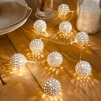 10-bulb metal ball LED string lights, white