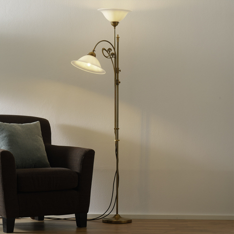 Alwine Brass Floor Lamp Two Bulb, Table Lamp Two Light Bulbs
