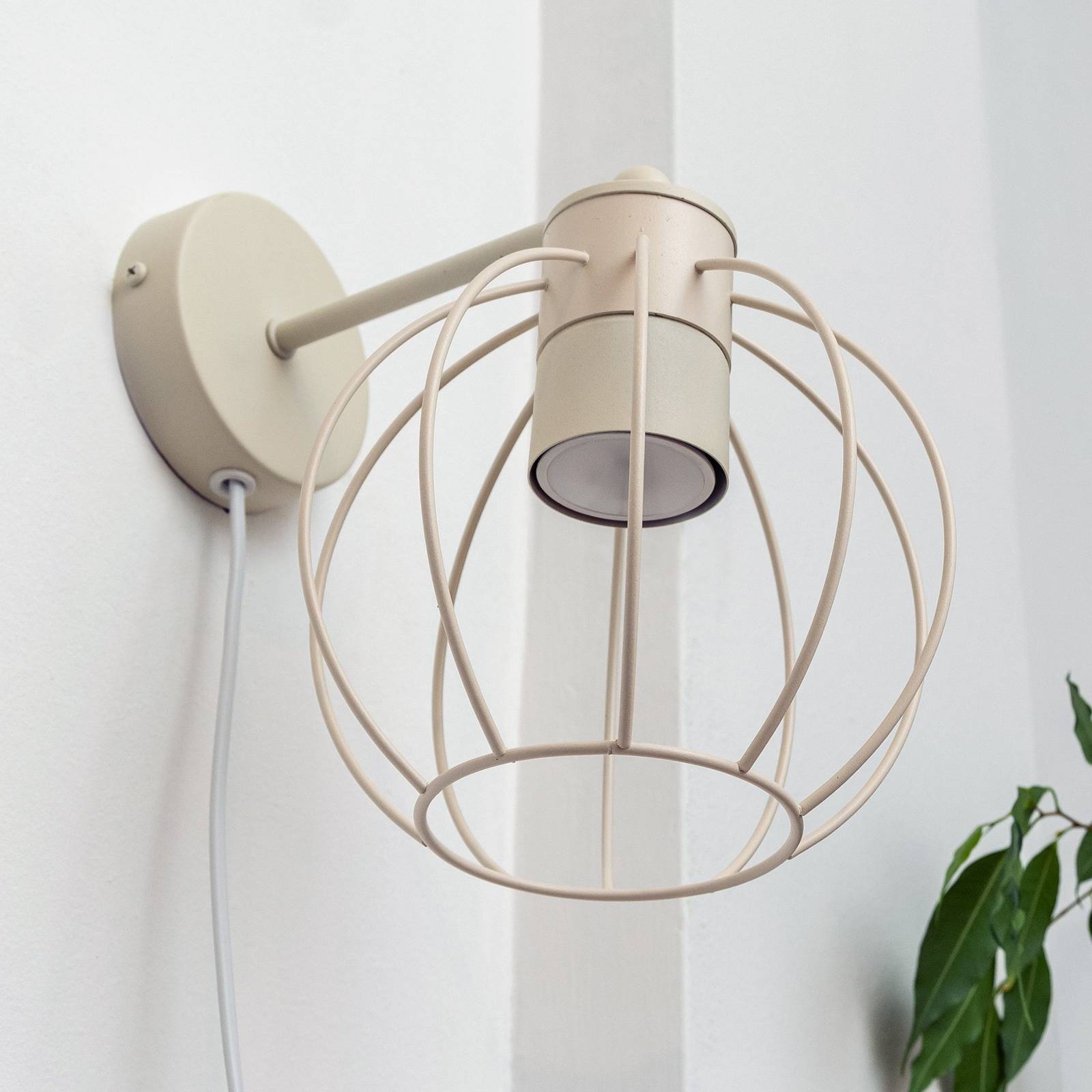 Wandlampe STARLIGHT, cremeweiß 1-flg. Ø 18 cm Metall Stecker günstig online kaufen