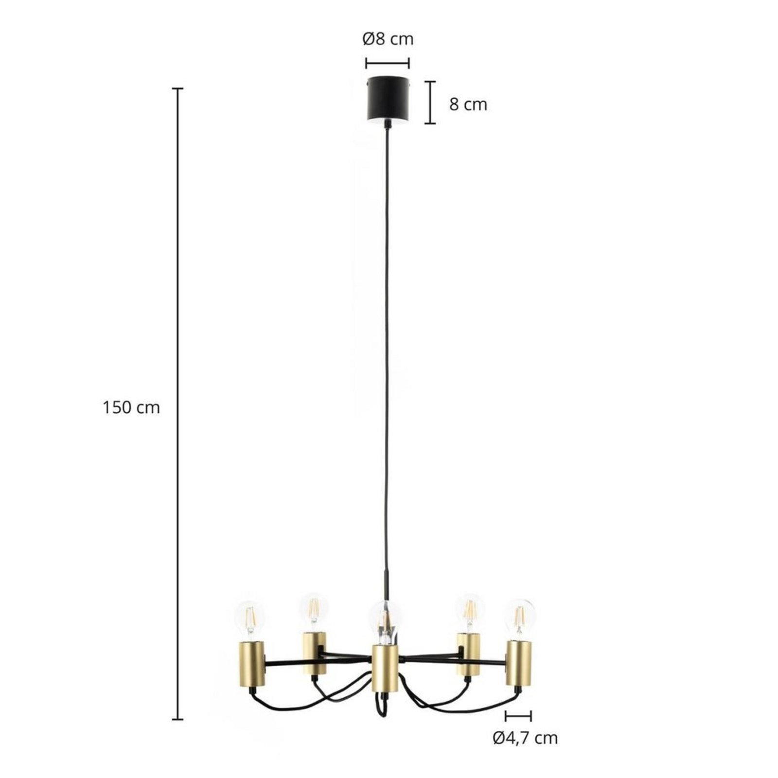 Prospa 5 Luster Crna/Mesing - Lindby