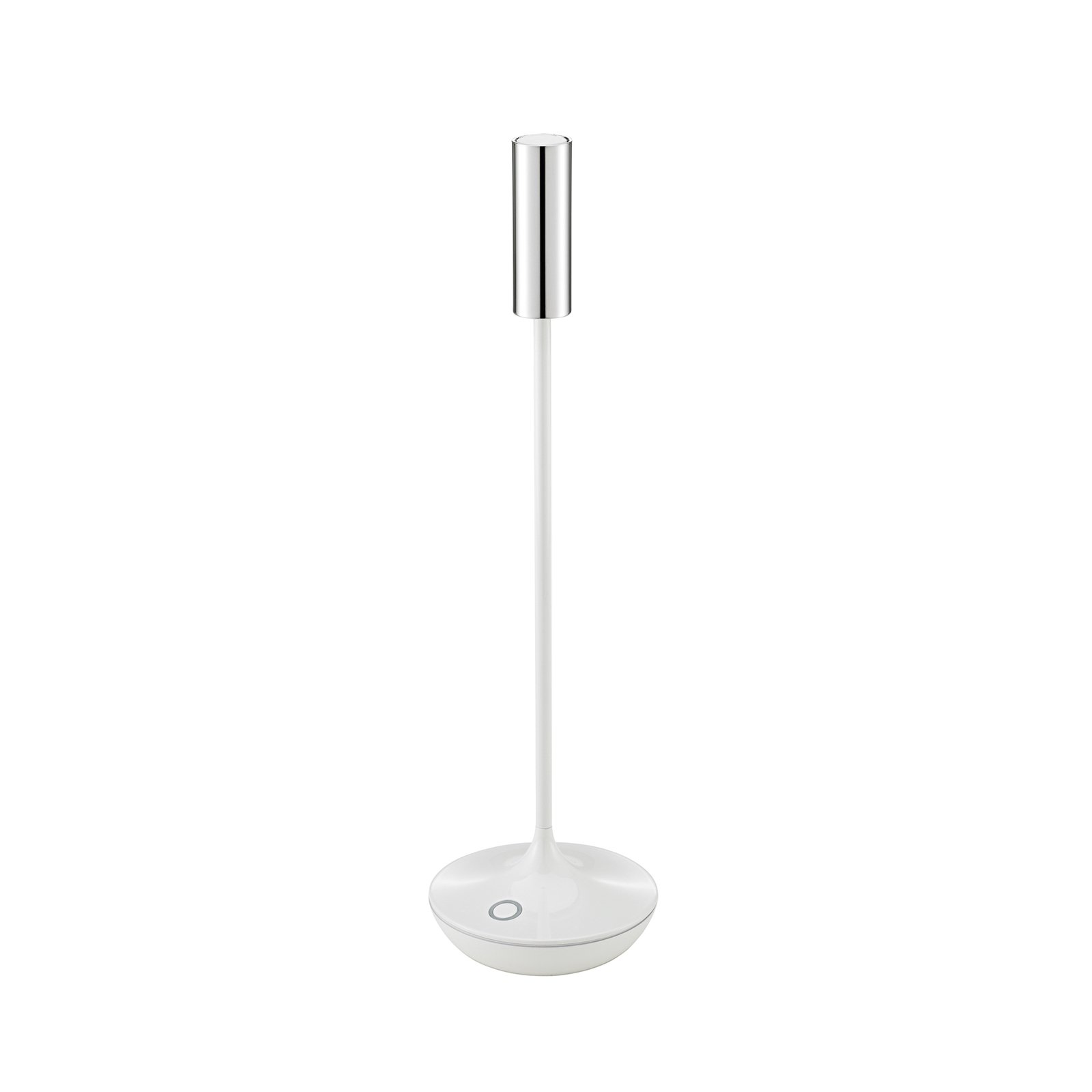 Nucandle LED oppladbar bordlampe, hvit/sølv, IP54, dimbar