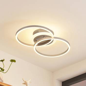 Lindby plafoniera LED Fjardo CCT anelli, argento