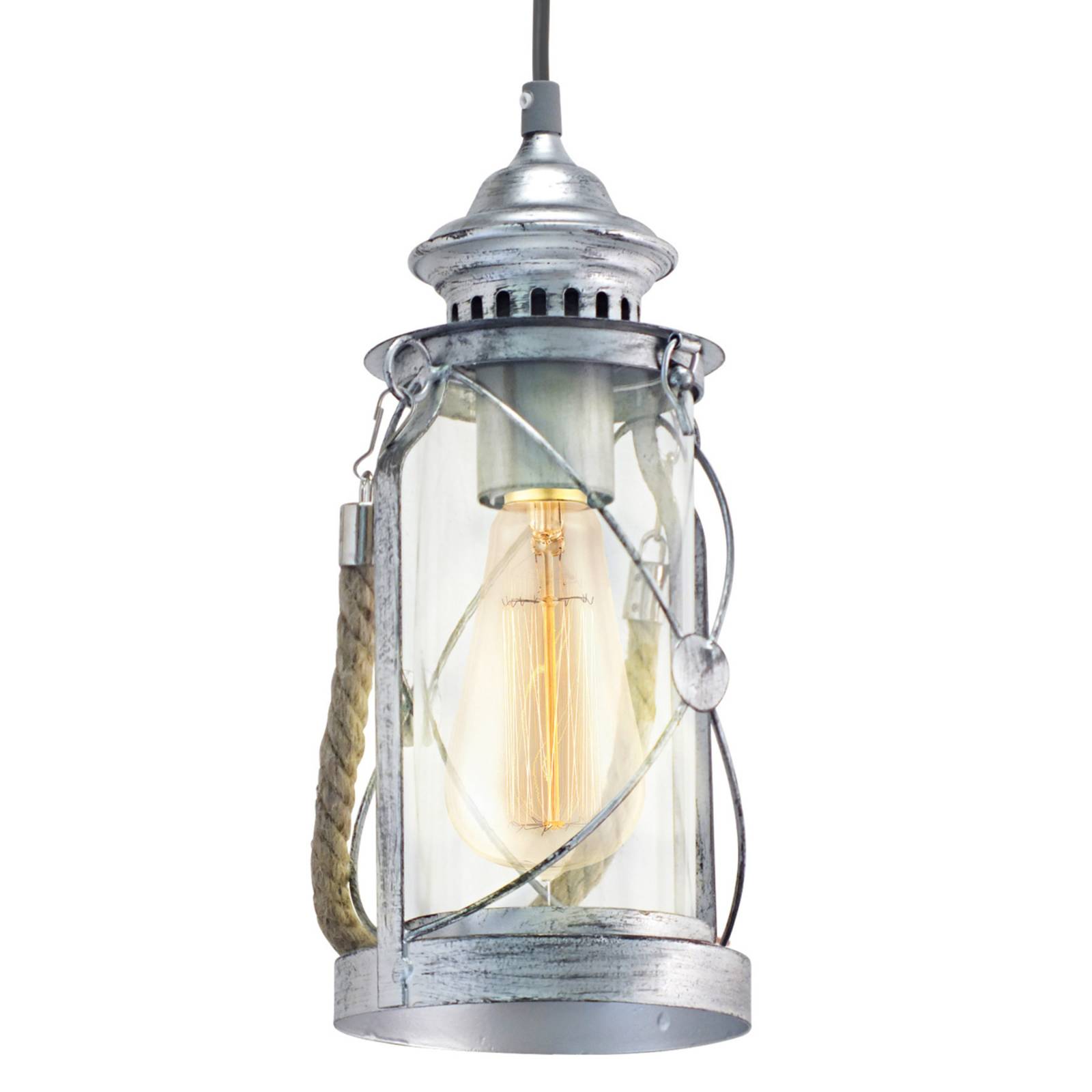 Srebrna lampa wisząca FEDOR w stylu vintage
