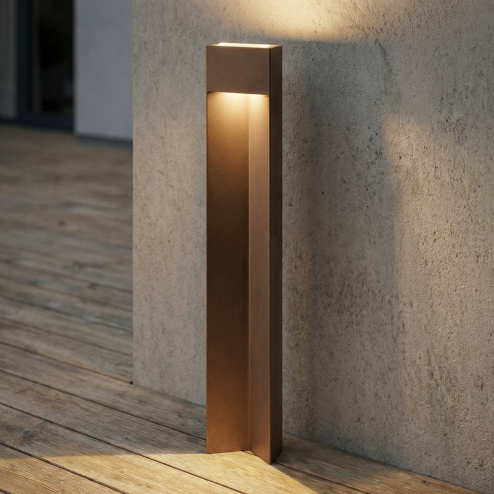 Kaholo LED path light, aluminium, IP44, brown, 90 cm - Lucande