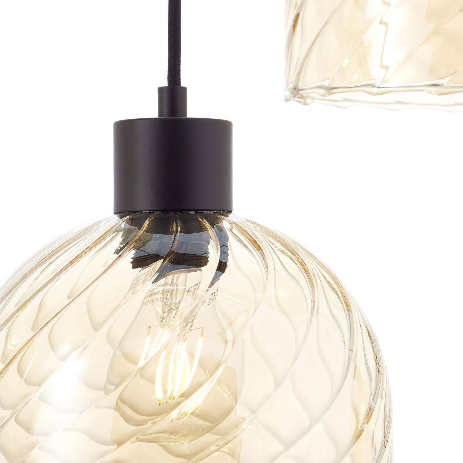 Lampă suspendată Casto lungime 95 cm chihlimbar 6 lumini sticlă